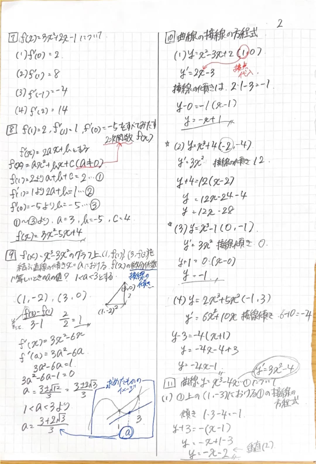 ①(1) f(x)-3-2 火パ0から2まで変化
平均变化率

(2)f(x)=x² がりからまで変化。
平均变化率。
洗
・2 (1) (im (x²-30)2-2
x1

(2) (im (s+2h) = 3
h20

(3) lim x+3 = 4 = -2
x2-32-3