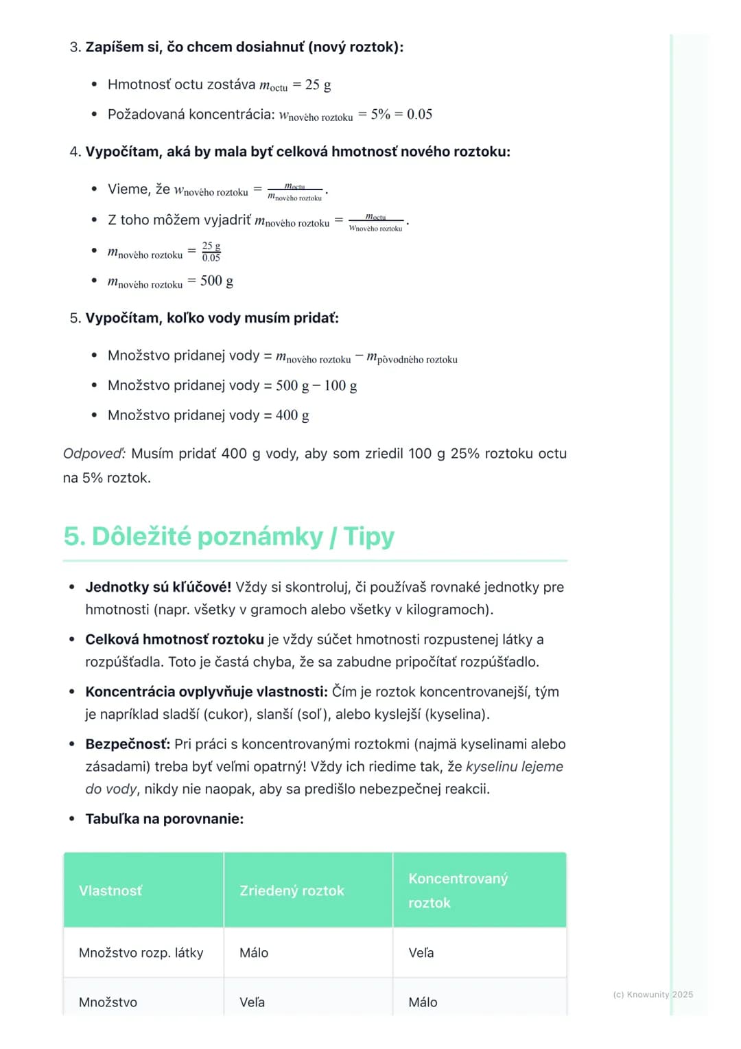 # Koncentrácia roztokov
(základy)

1. Prehľad / Úvod

Dnes si zopakujeme, čo je to koncentrácia roztokov. Je to dôležitá téma, lebo
nám pomá