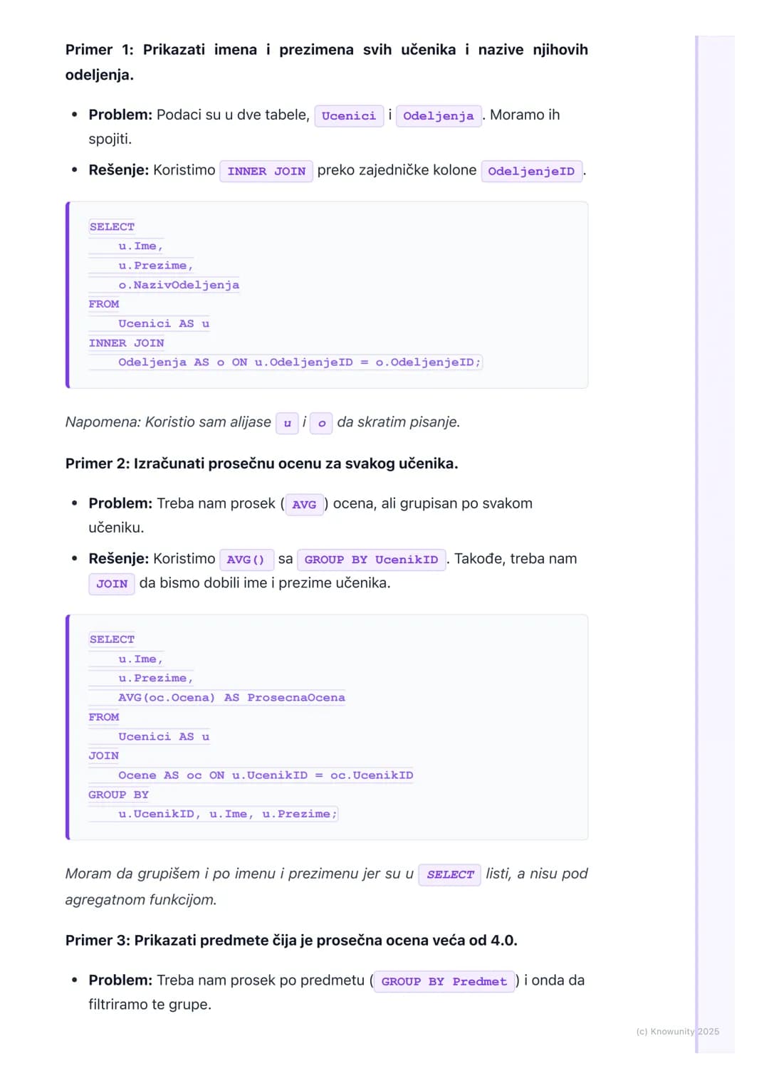 # Napredni SQL upiti

Uvod u napredne SQL upite

Do sada smo radili osnovne `SELECT`, `FROM`, `WHERE` upite za izvlačenje
podataka iz jedne 
