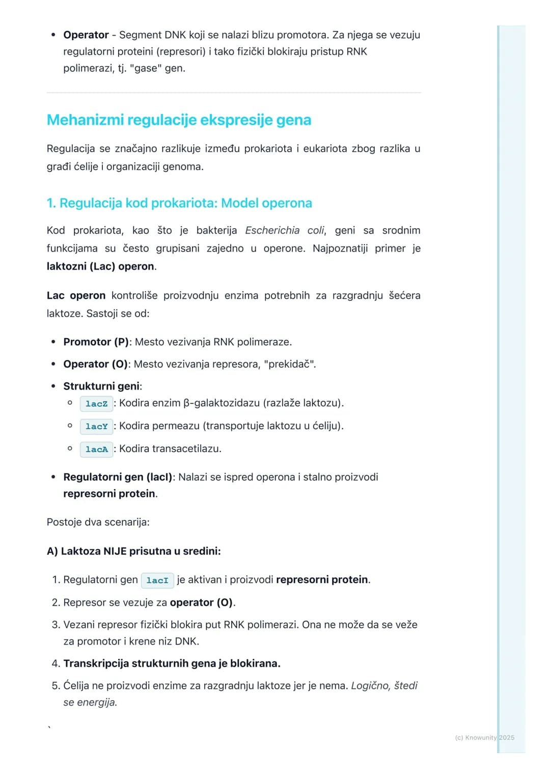 # Regulacija ekspresije gena

Uvod i značaj regulacije

Sve ćelije u jednom višećelijskom organizmu (npr. u našem telu) imaju potpuno
istu D