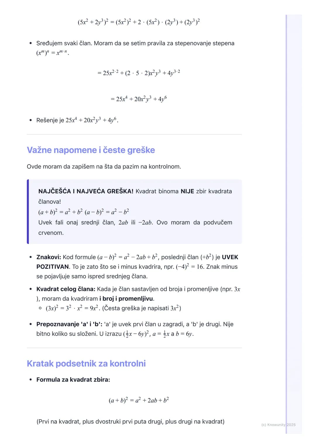 # Kvadrat binoma

Uvod u kvadrat binoma

Kvadrat binoma je jedna od najvažnijih formula u algebri. To je "skraćeni" način
da se izračuna kva