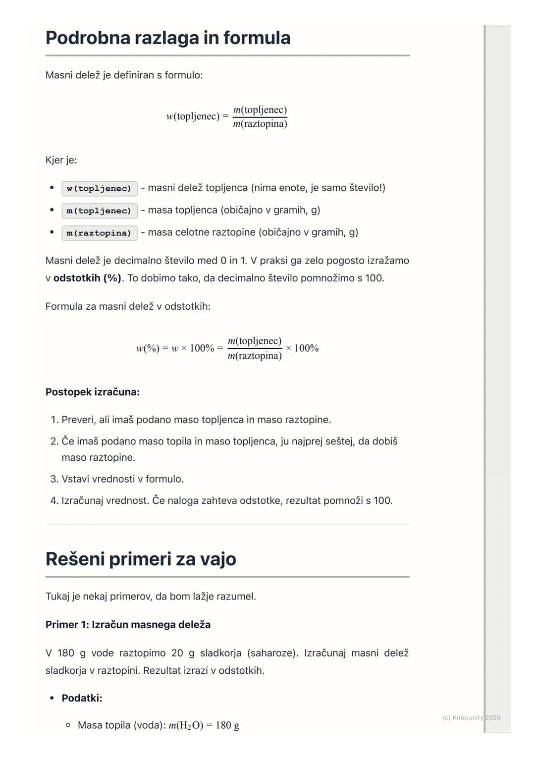 # Koncentracija raztopin (masni
delež)

Uvod v masni delež

Koncentracija nam pove, koliko topljenca je raztopljenega v določeni količini
to