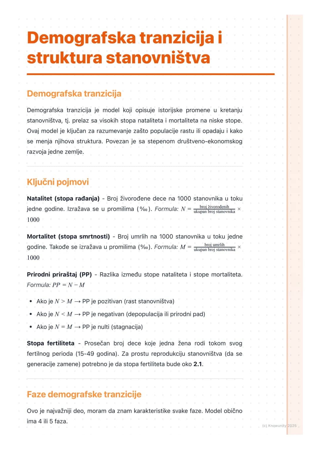 # Demografska tranzicija i
struktura stanovništva

Demografska tranzicija

Demografska tranzicija je model koji opisuje istorijske promene u