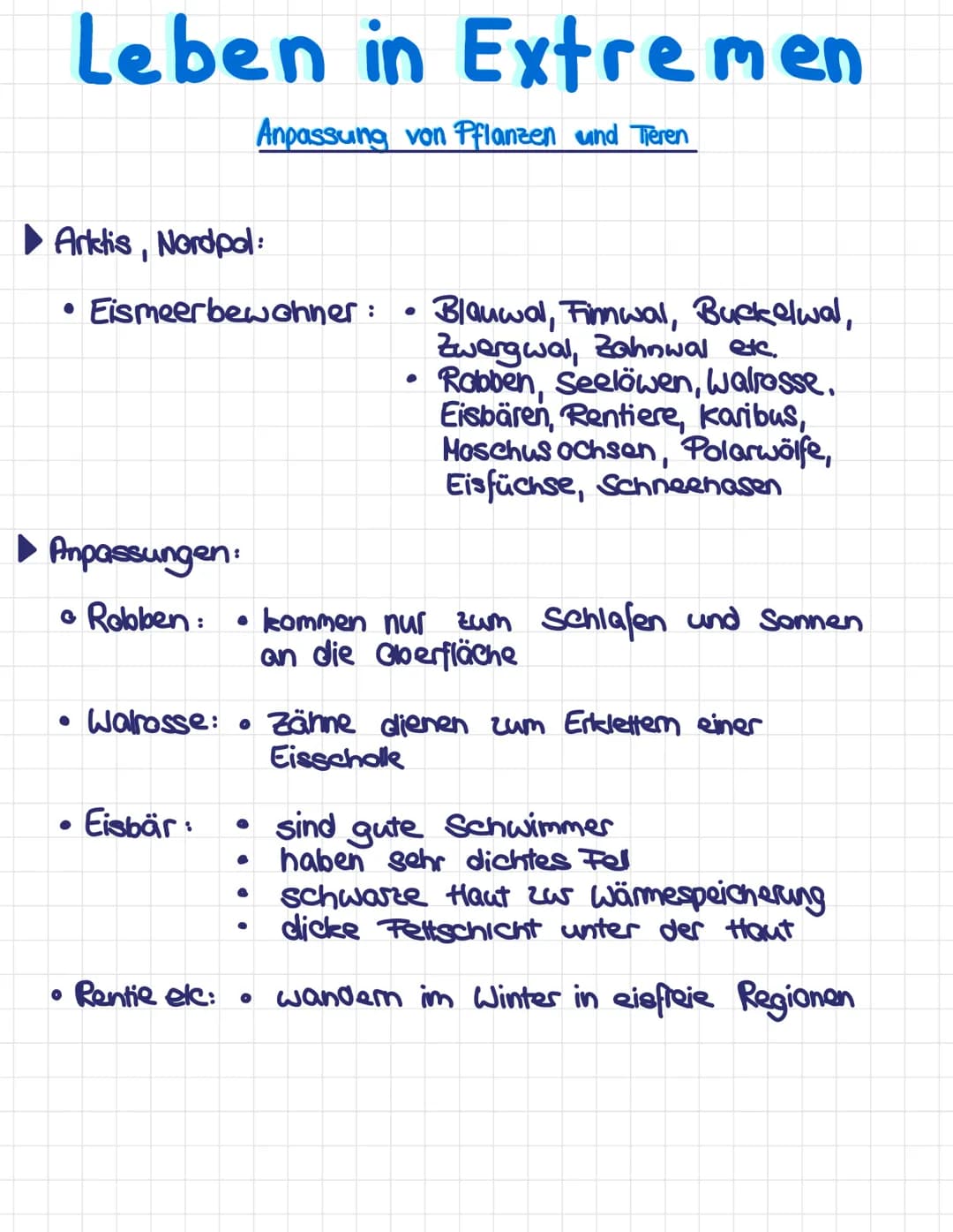 # Leben in Extremen

Anpassung von Pflanzen und Tieren

*   Wüste

*   Wüstenbewohner:
    *   Echsen, Schlangen, Insekten,
    Spinnentiere