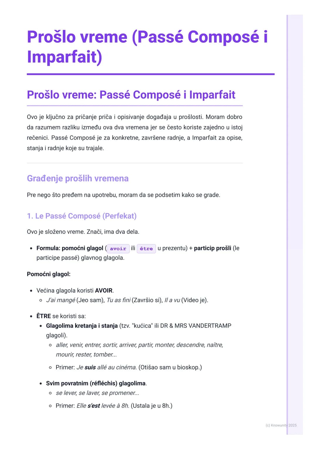 # Prošlo vreme (Passé Composé i
Imparfait)

Prošlo vreme: Passé Composé i Imparfait

Ovo je ključno za pričanje priča i opisivanje događaja 