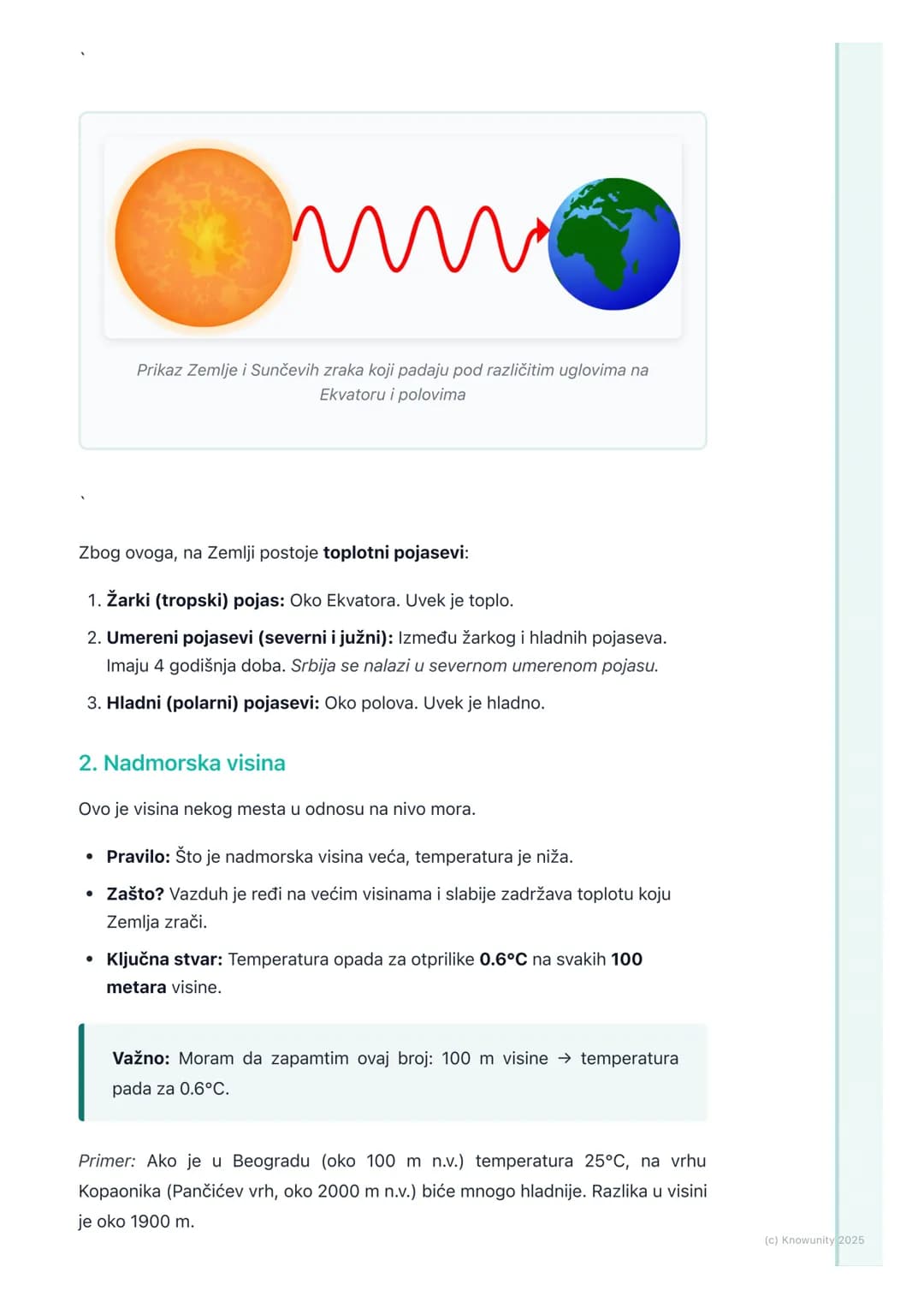 # Klimatski faktori

Šta su klimatski faktori?

Klima nije ista svuda na Zemlji. Na nekim mestima je uvek toplo, a na drugim je
hladno. Klim