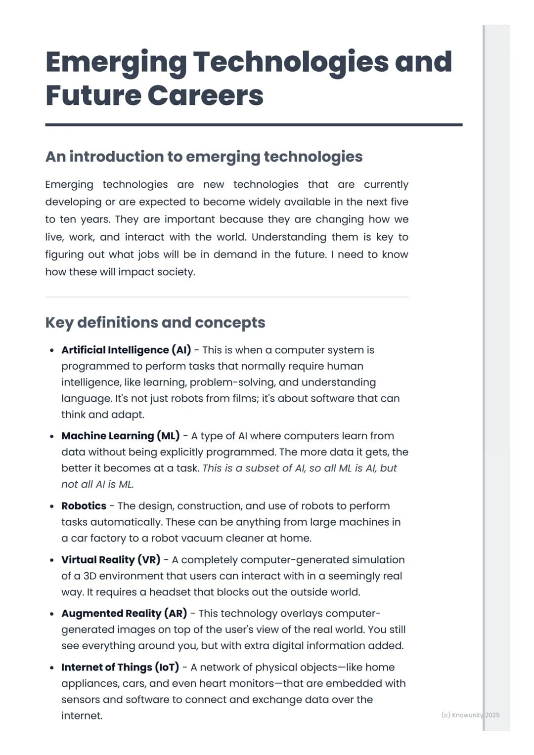 # Emerging Technologies and
# Future Careers

An introduction to emerging technologies

Emerging technologies are new technologies that are 