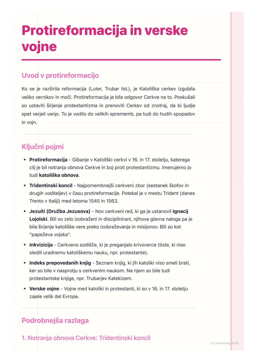 # Protireformacija in verske
vojne

Uvod v protireformacijo

Ko se je razširila reformacija (Luter, Trubar itd.), je Katoliška cerkev izgubi