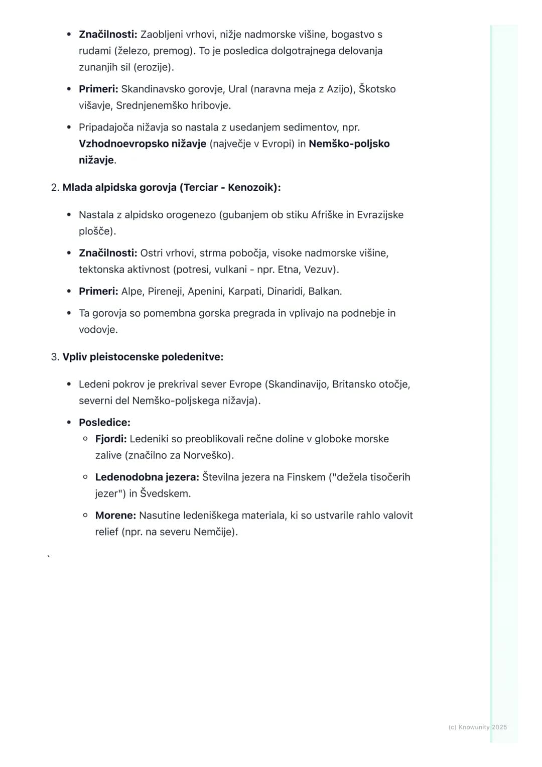 # Fizičnogeografska raznolikost
# Evrope

Splošen pregled

Fizičnogeografska raznolikost Evrope je posledica njene pestre geološke
zgradbe, 