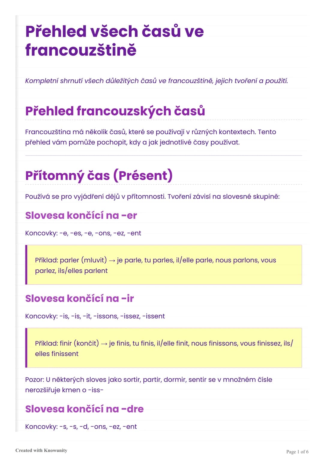 # Přehled všech časů ve
francouzštině

Kompletní shrnutí všech důležitých časů ve francouzštině, jejich tvoření a použití.

# Přehled franco