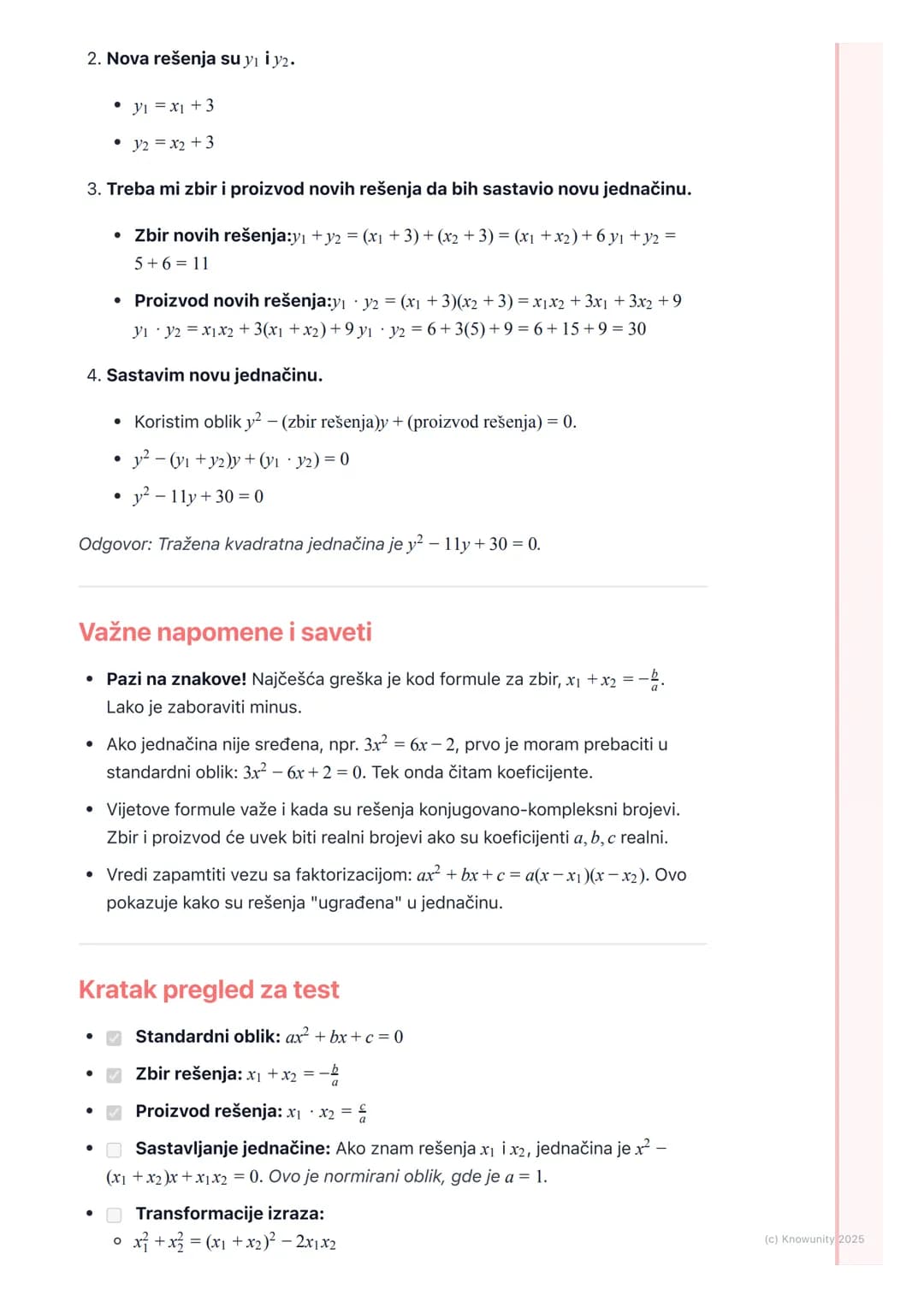 # Vijetove formule

Uvod u Vijetove formule

Vijetove formule su pravila koja povezuju rešenja (korene) kvadratne jednačine
sa njenim koefic
