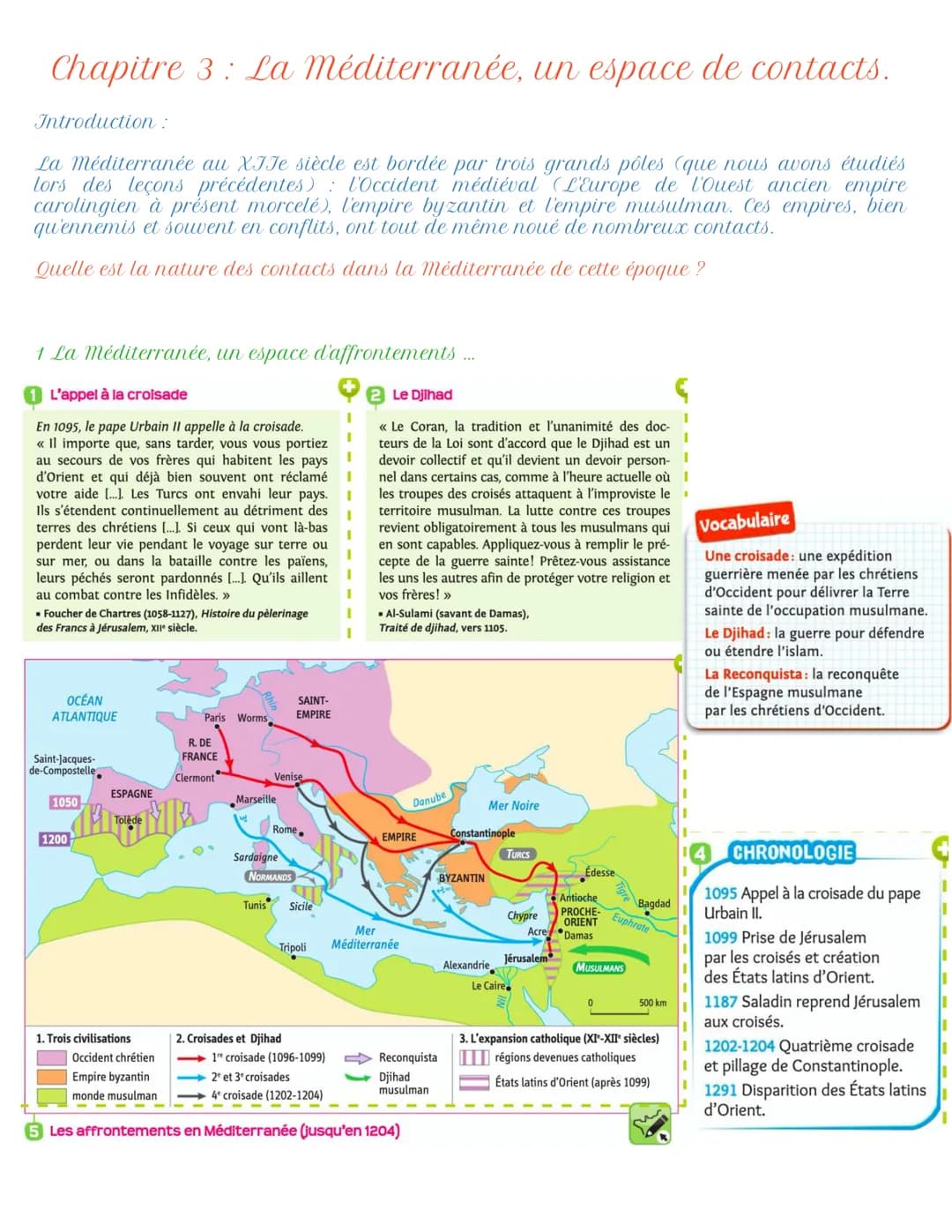 # Chapitre 3: La Méditerranée, un espace de contacts.

Introduction:

La Méditerranée au XIIe siècle est bordée par trois grands pôles (que 
