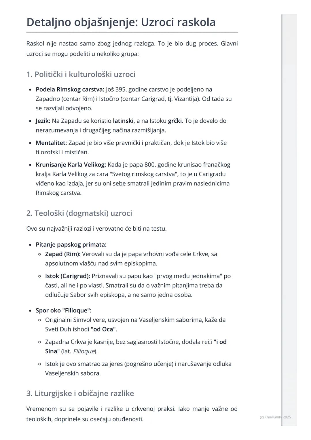 # Veliki raskol

## Uvod u Veliki raskol

Veliki raskol, ili Velika šizma, je jedan od najvažnijih događaja u istoriji
hrišćanstva. To je tr
