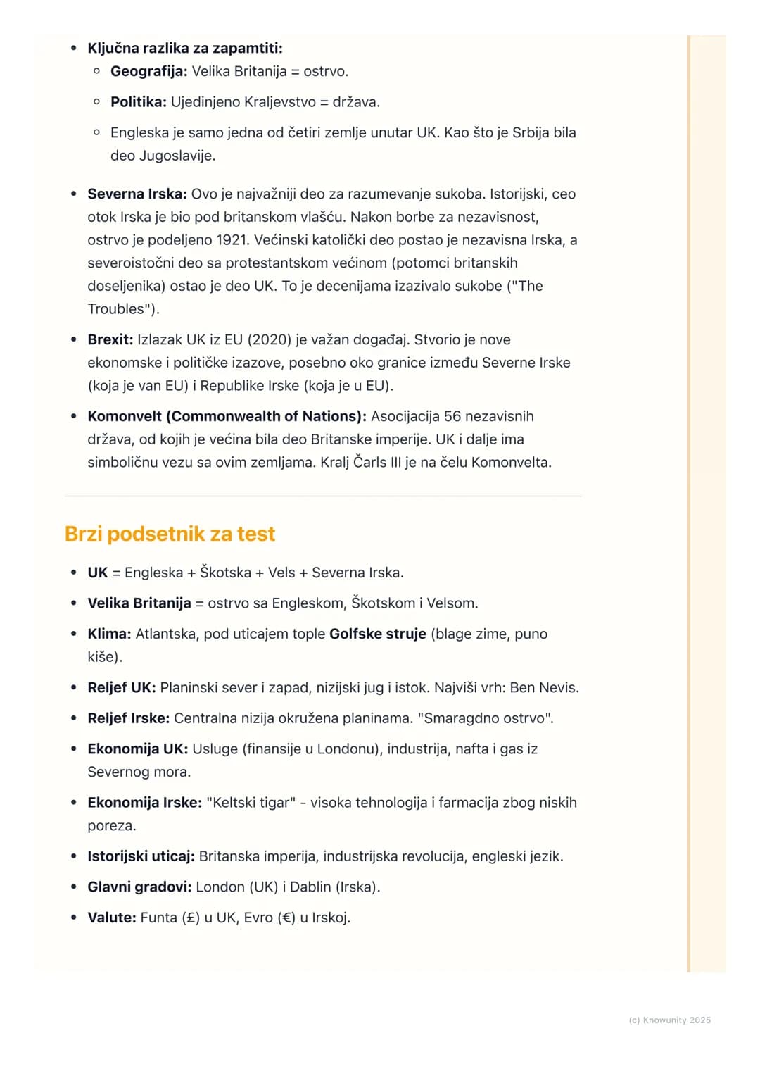 # Geografija Ujedinjenog
Kraljevstva i Irske

Uvodni pregled

Ujedinjeno Kraljevstvo i Irska su ostrvske države na krajnjem zapadu Evrope.
N