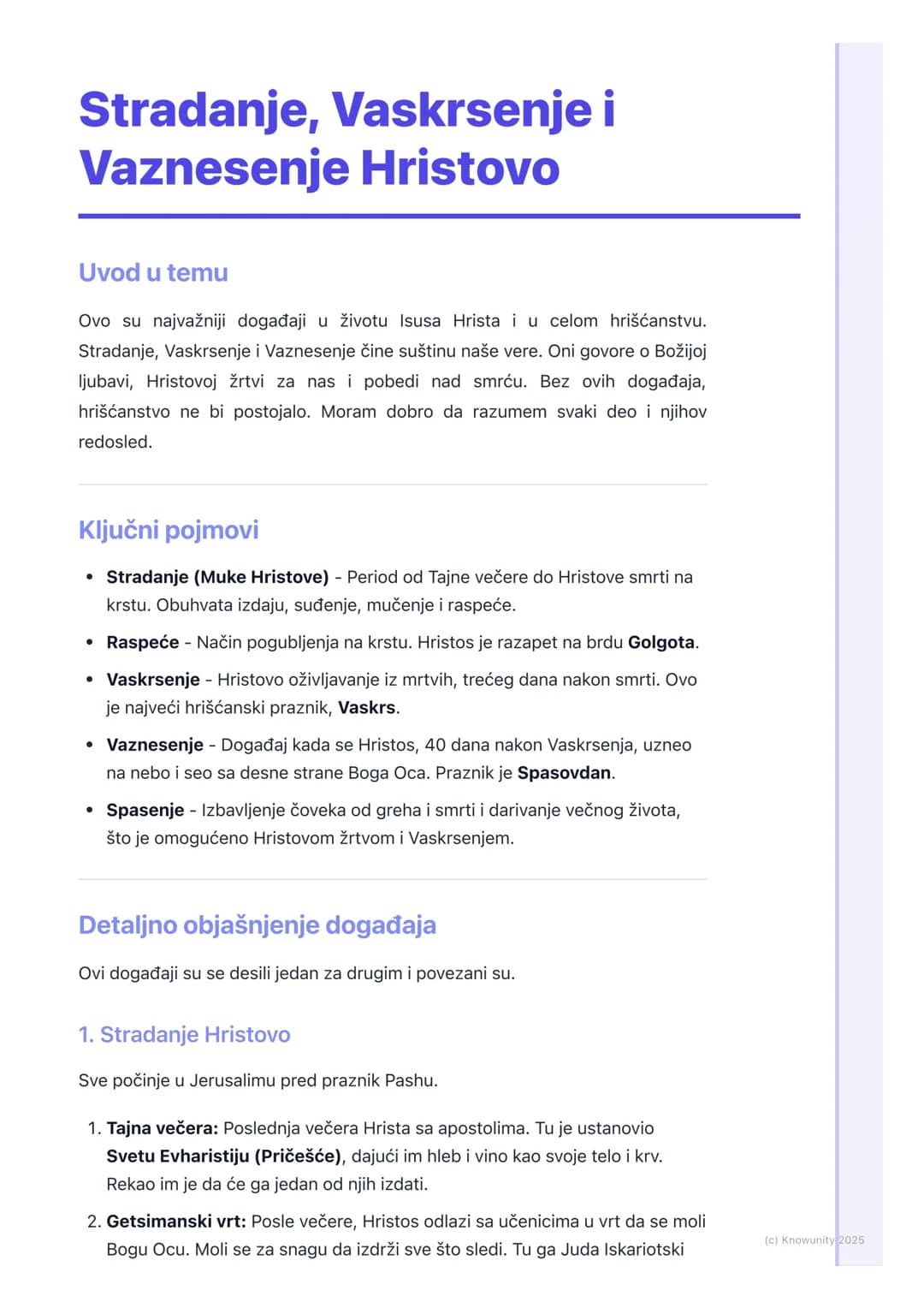 # Stradanje, Vaskrsenje i
Vaznesenje Hristovo

Uvod u temu

Ovo su najvažniji događaji u životu Isusa Hrista i u celom hrišćanstvu.
Stradanj