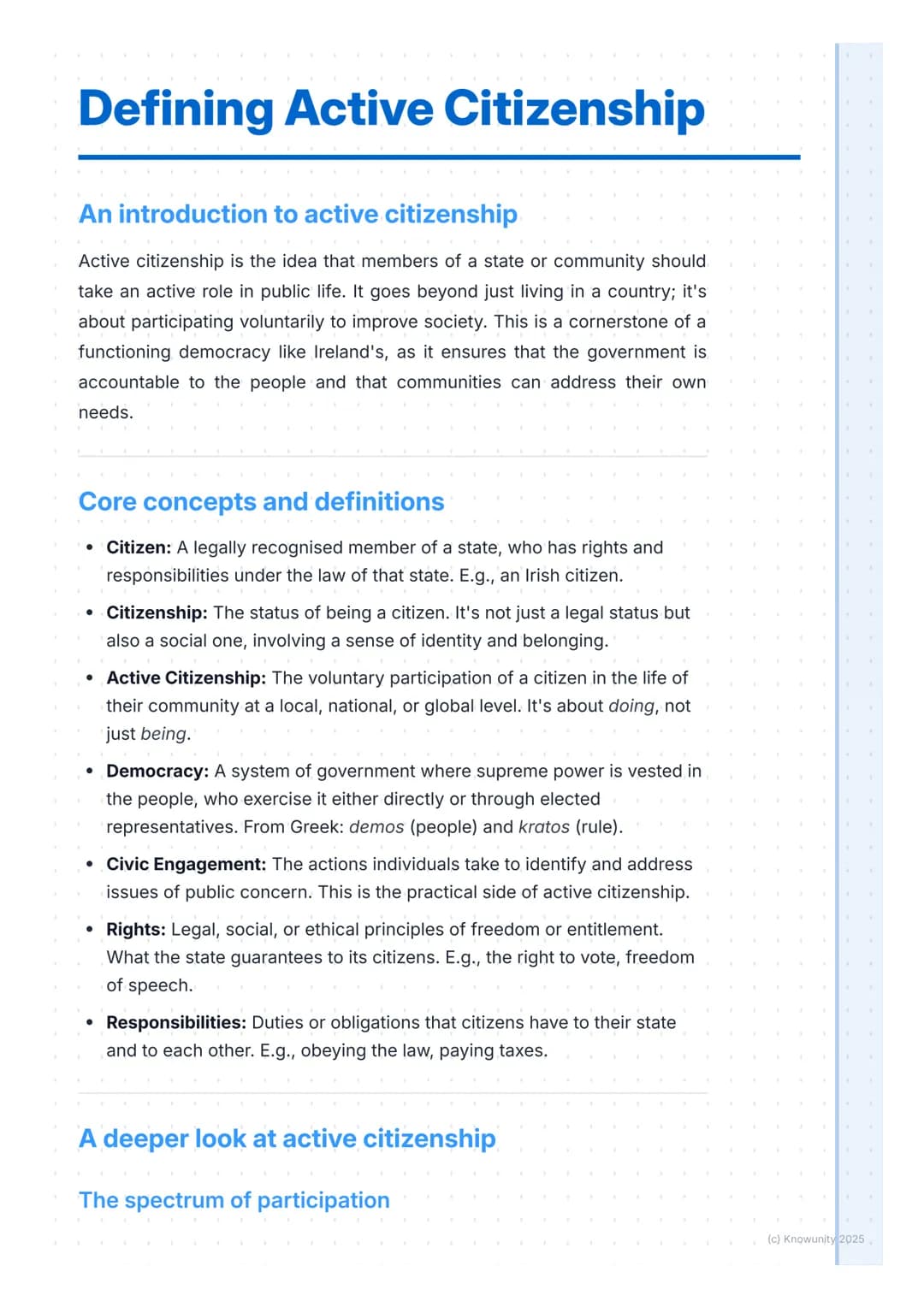 # Defining Active Citizenship

## An introduction to active citizenship

Active citizenship is the idea that members of a state or community