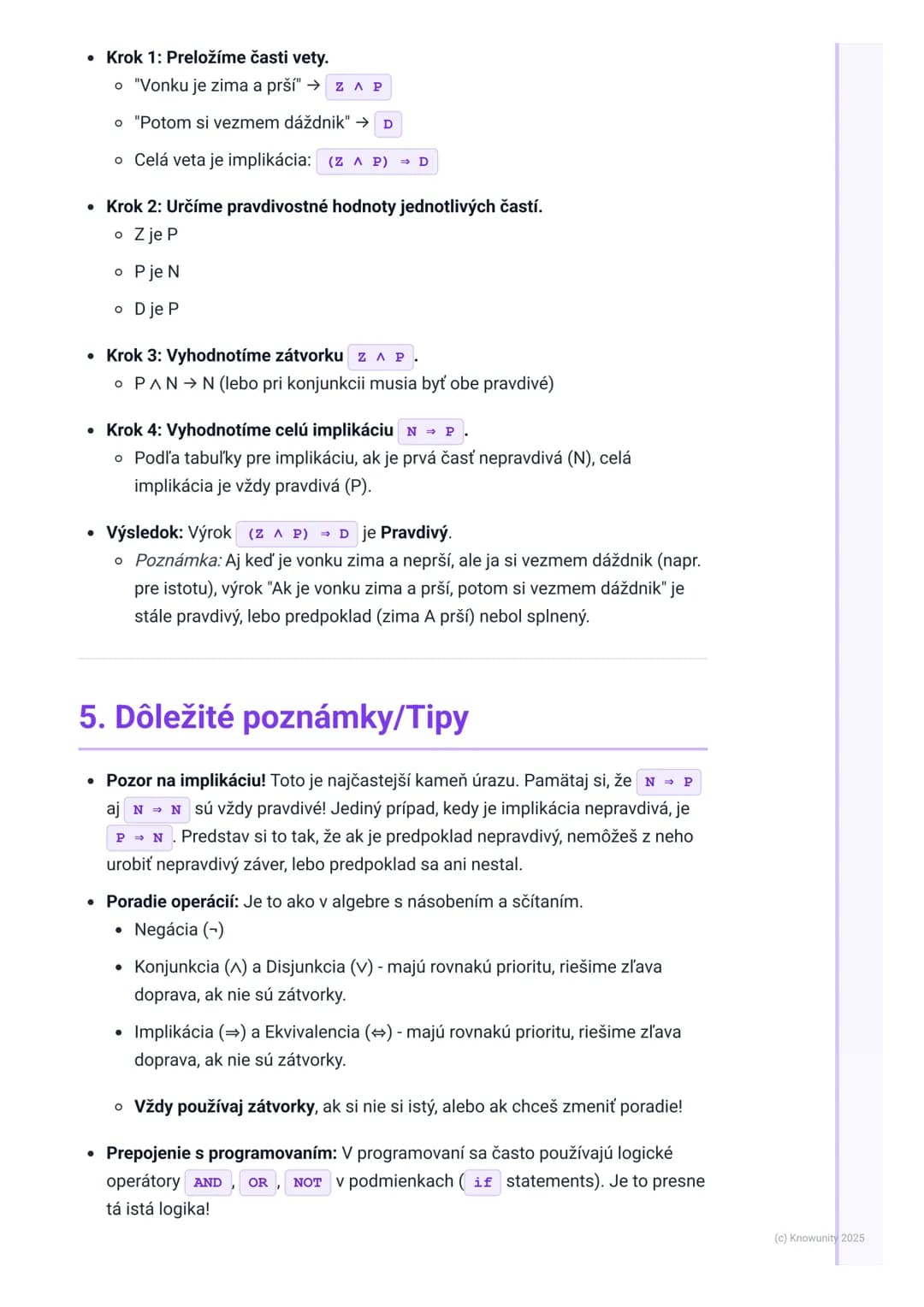 # Výroková logika

## 1. Úvod do výrokovej logiky

Takže, výroková logika. Na prvý pohľad to znie zložito, ale v podstate je to o tom,
ako p