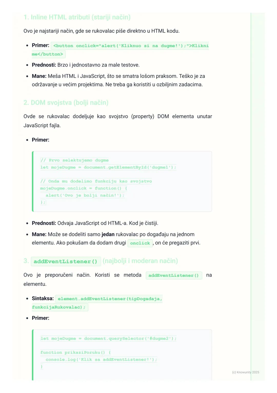 # JavaScript - događaji

Uvod u događaje

Događaji (events) su akcije koje se dešavaju na veb stranici, a na koje JavaScript
može da reaguje