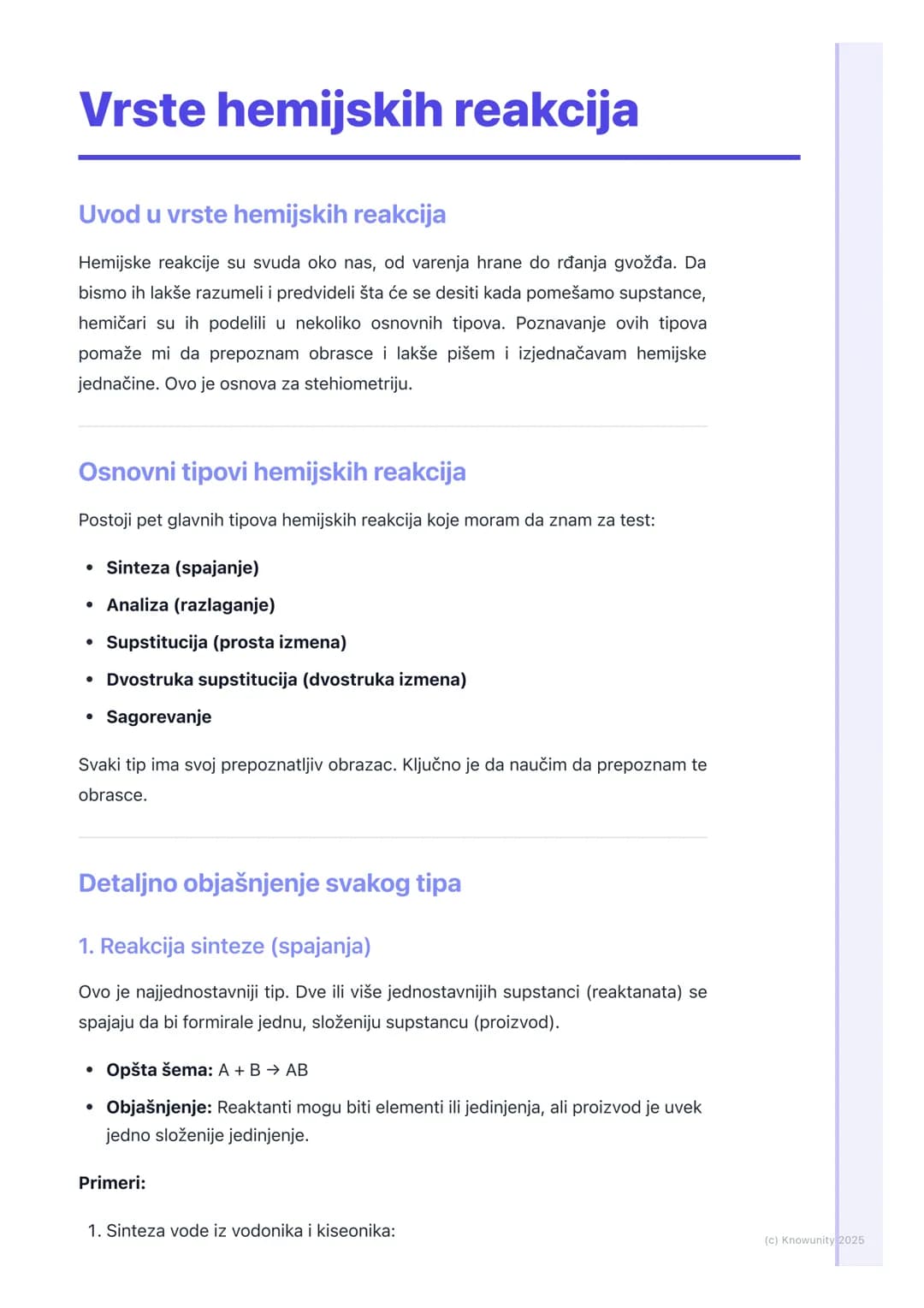 # Vrste hemijskih reakcija

Uvod u vrste hemijskih reakcija

Hemijske reakcije su svuda oko nas, od varenja hrane do rđanja gvožđa. Da
bismo