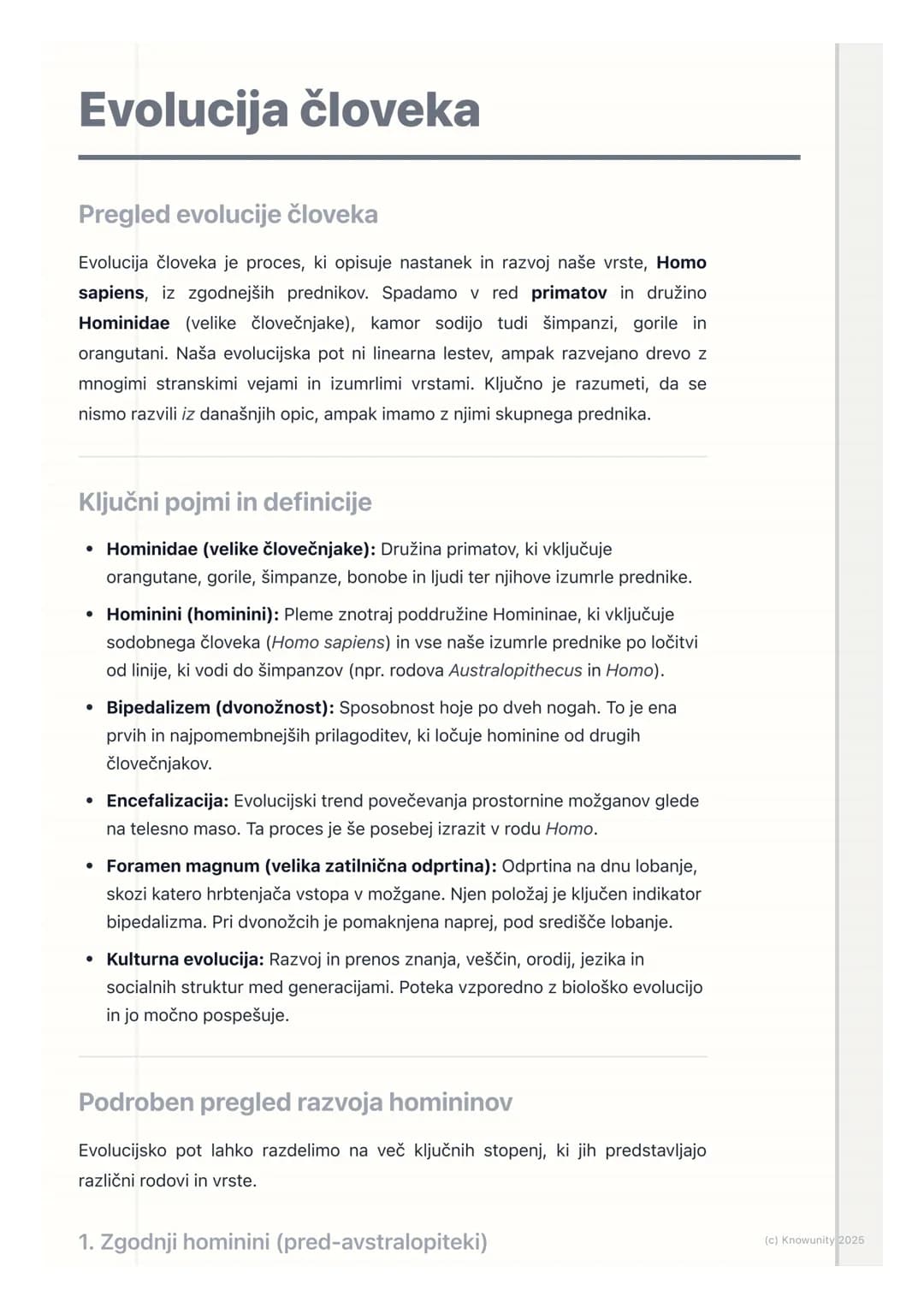 # Evolucija človeka

Pregled evolucije človeka

Evolucija človeka je proces, ki opisuje nastanek in razvoj naše vrste, Homo
sapiens, iz zgod