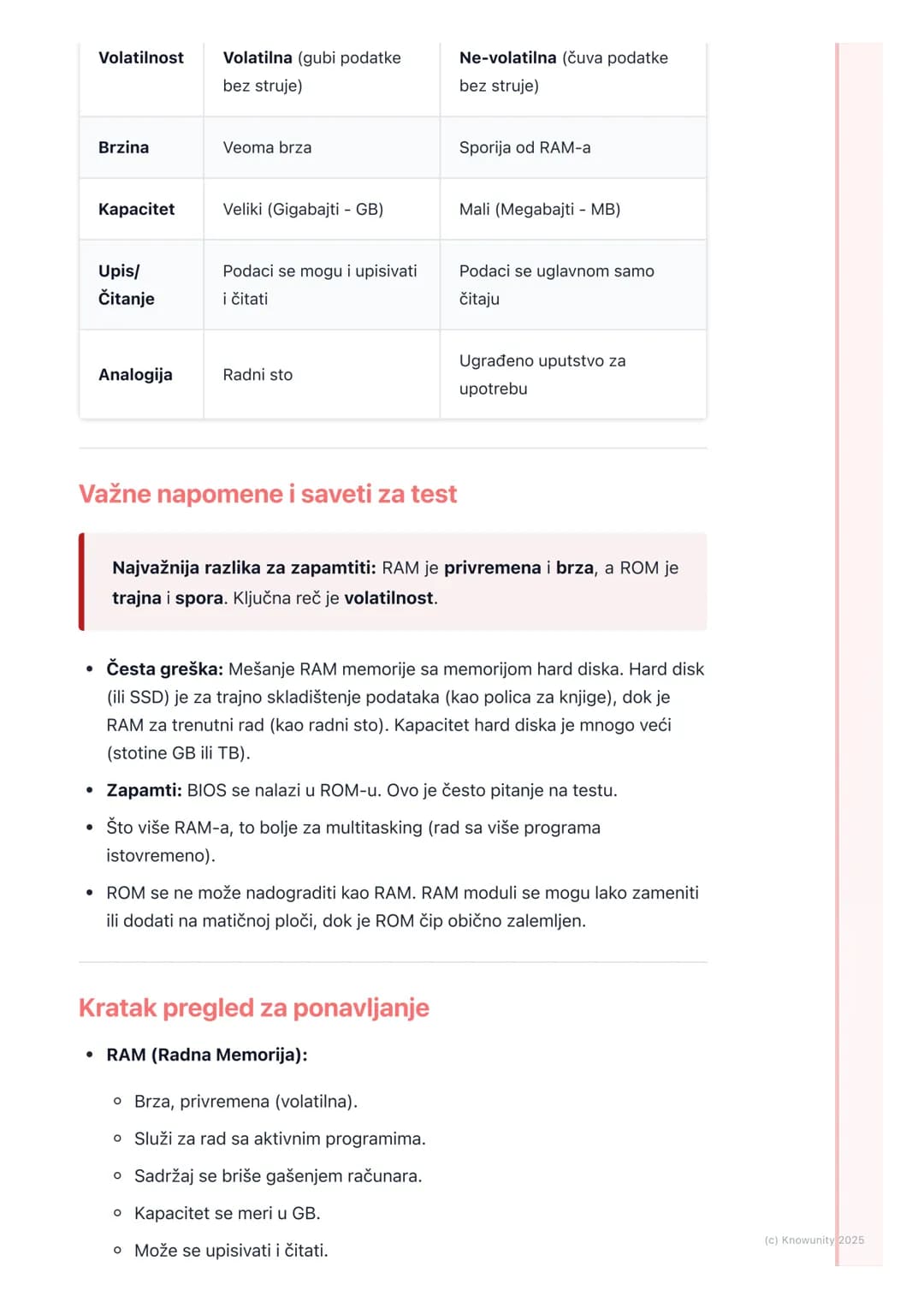 # Memorija (RAM I ROM)

Uvod u memoriju računara

Svaki računar, kao i čovek, ima memoriju. Ona mu služi da čuva podatke i
programe sa kojim