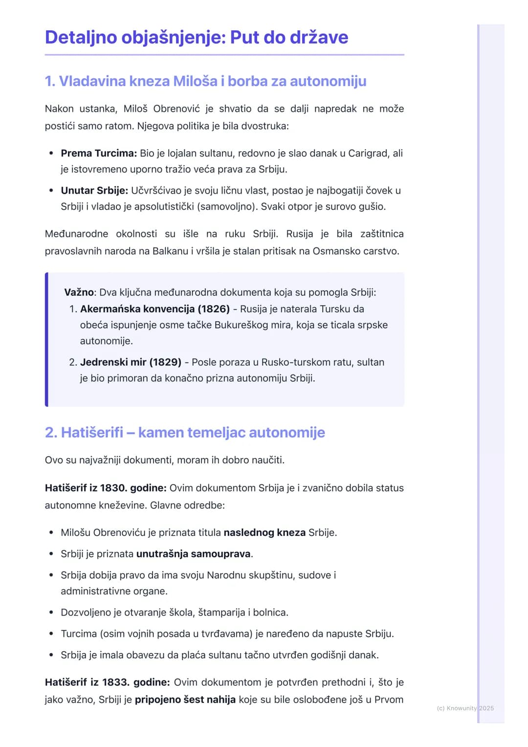 # Autonomija i stvaranje
moderne srpske države

## Uvod u period autonomije

Posle Drugog srpskog ustanka, Srbija nije odmah postala nezavis