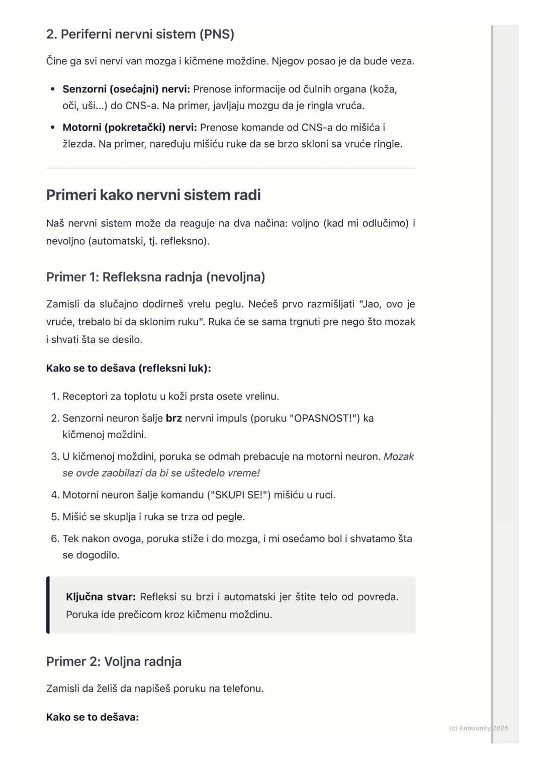 # Nervni sistem

Uvod u nervni sistem

Nervni sistem je najsloženiji sistem u našem telu. On je kao glavni kompjuter ili
komandni centar koj