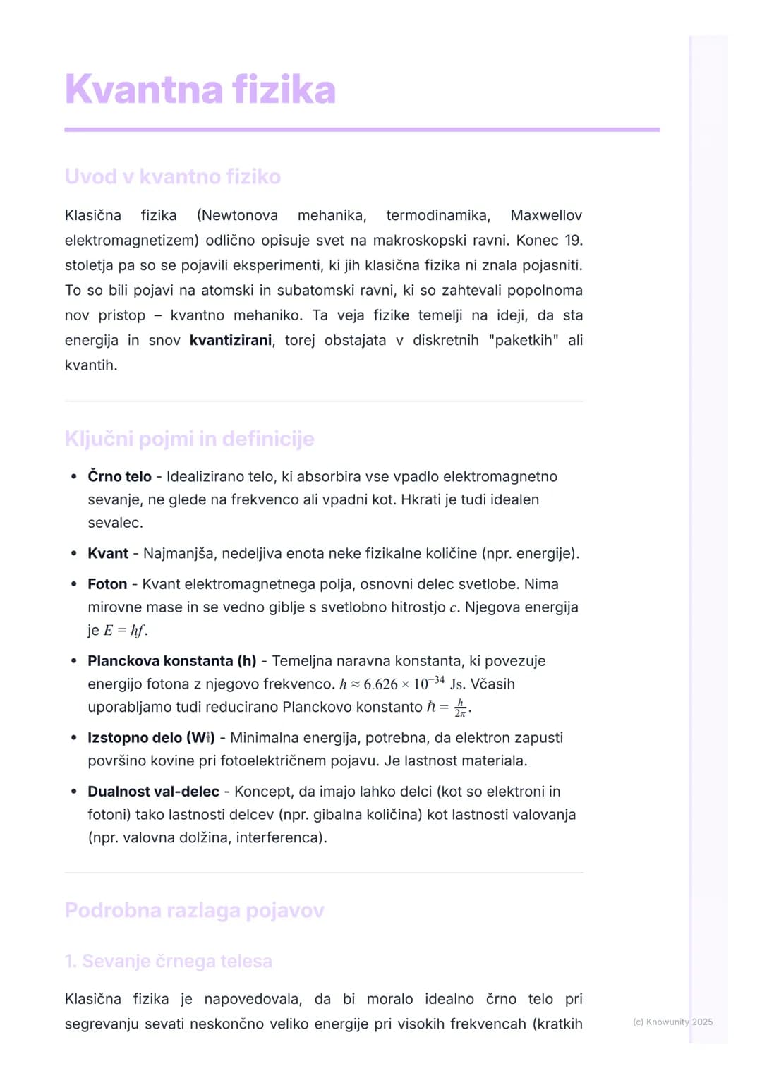 # Kvantna fizika

Uvod v kvantno fiziko

Klasična fizika (Newtonova mehanika, termodinamika, Maxwellov
elektromagnetizem) odlično opisuje sv