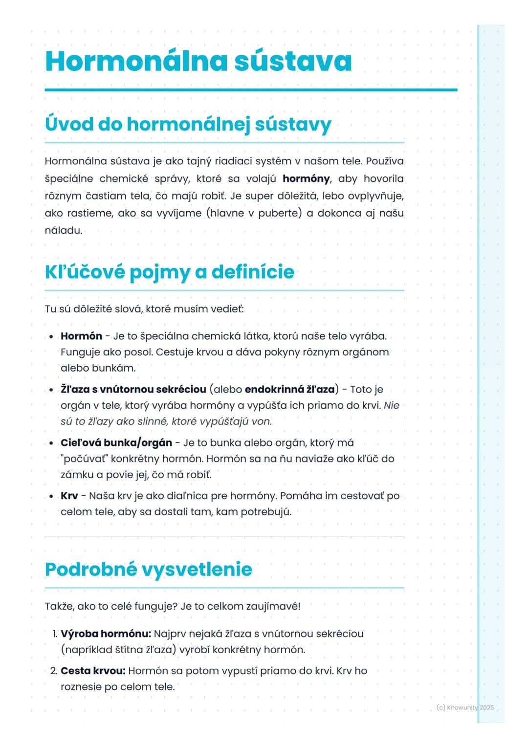 # Hormonálna sústava

## Úvod do hormonálnej sústavy

Hormonálna sústava je ako tajný riadiaci systém v našom tele. Používa
špeciálne chemic