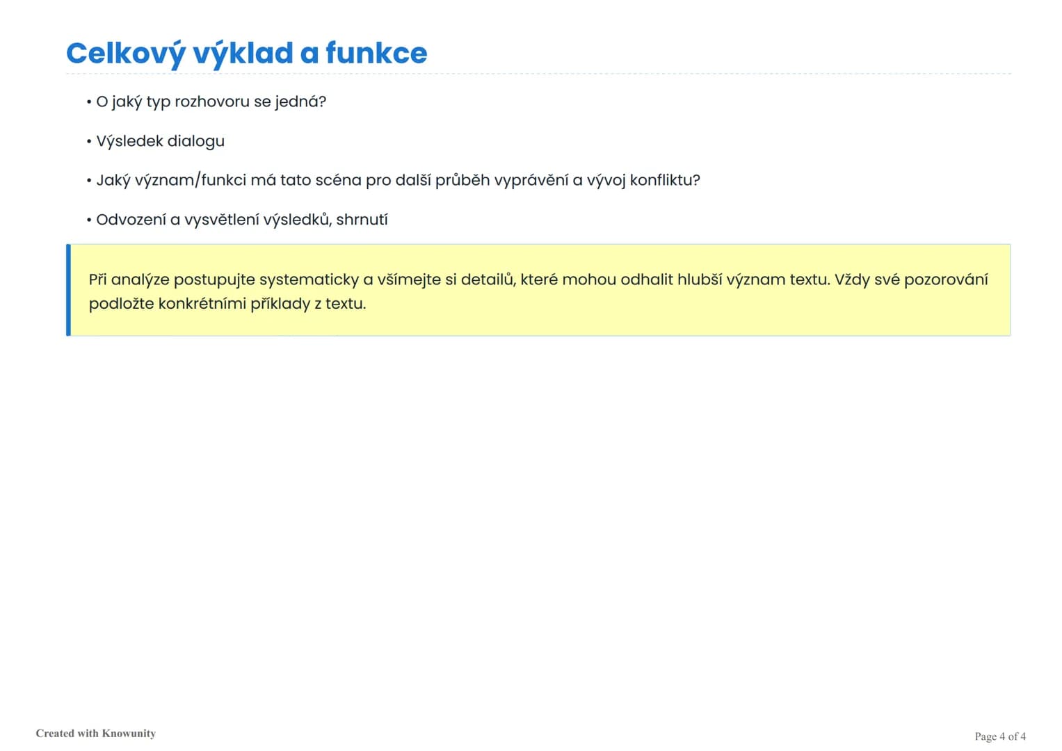 # Kontrolní seznam pro analýzu románu, novely a
dramatu

Strukturovaný kontrolní seznam pro komplexní analýzu literárních textů, scén a dial