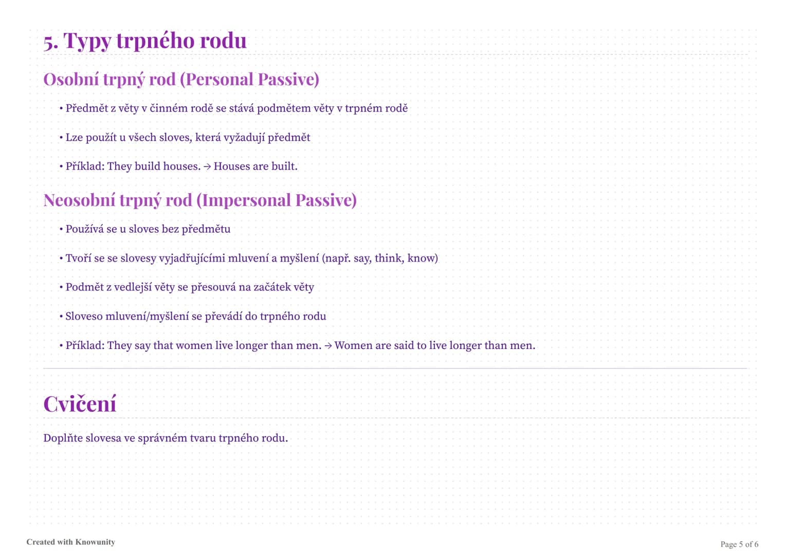 # Trpný rod v angličtině

Přehled pravidel a použití trpného rodu v angličtině s praktickým cvičením.

# Trpný rod (Passive Voice)

## 1. Po