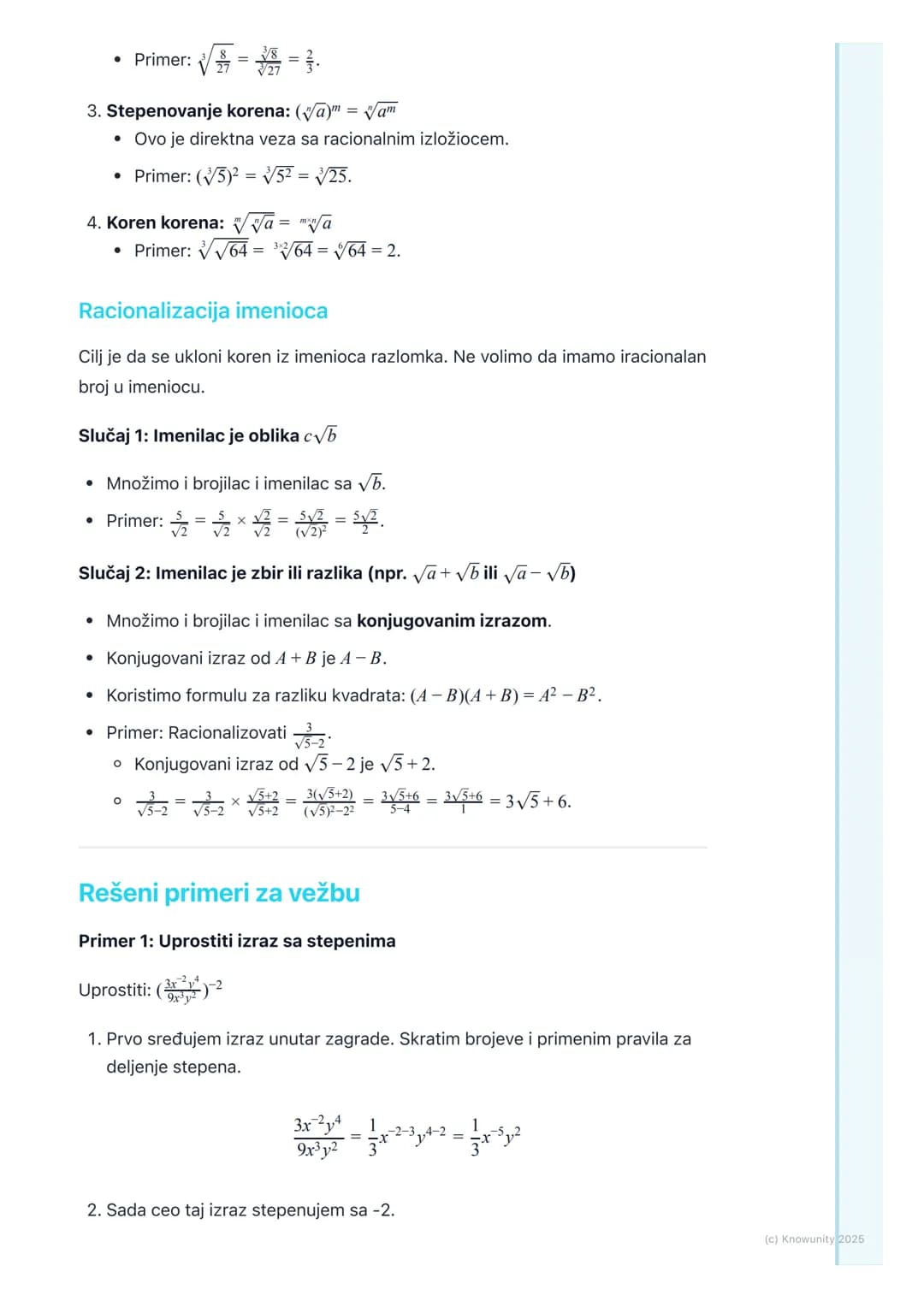 # Stepenovanje i korenovanje

Uvod i ponavljanje

Stepenovanje je skraćeni način pisanja ponovljenog množenja istog broja.
Korenovanje je su