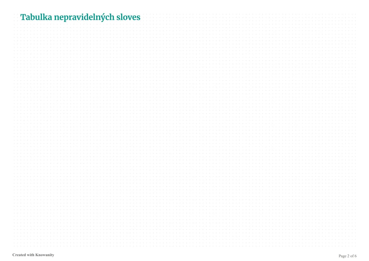 Nepravidelná slovesa v angličtině
Přehled nejdůležitějších nepravidelných sloves v angličtině s jejich tvary a českými překlady.
Nepravideln