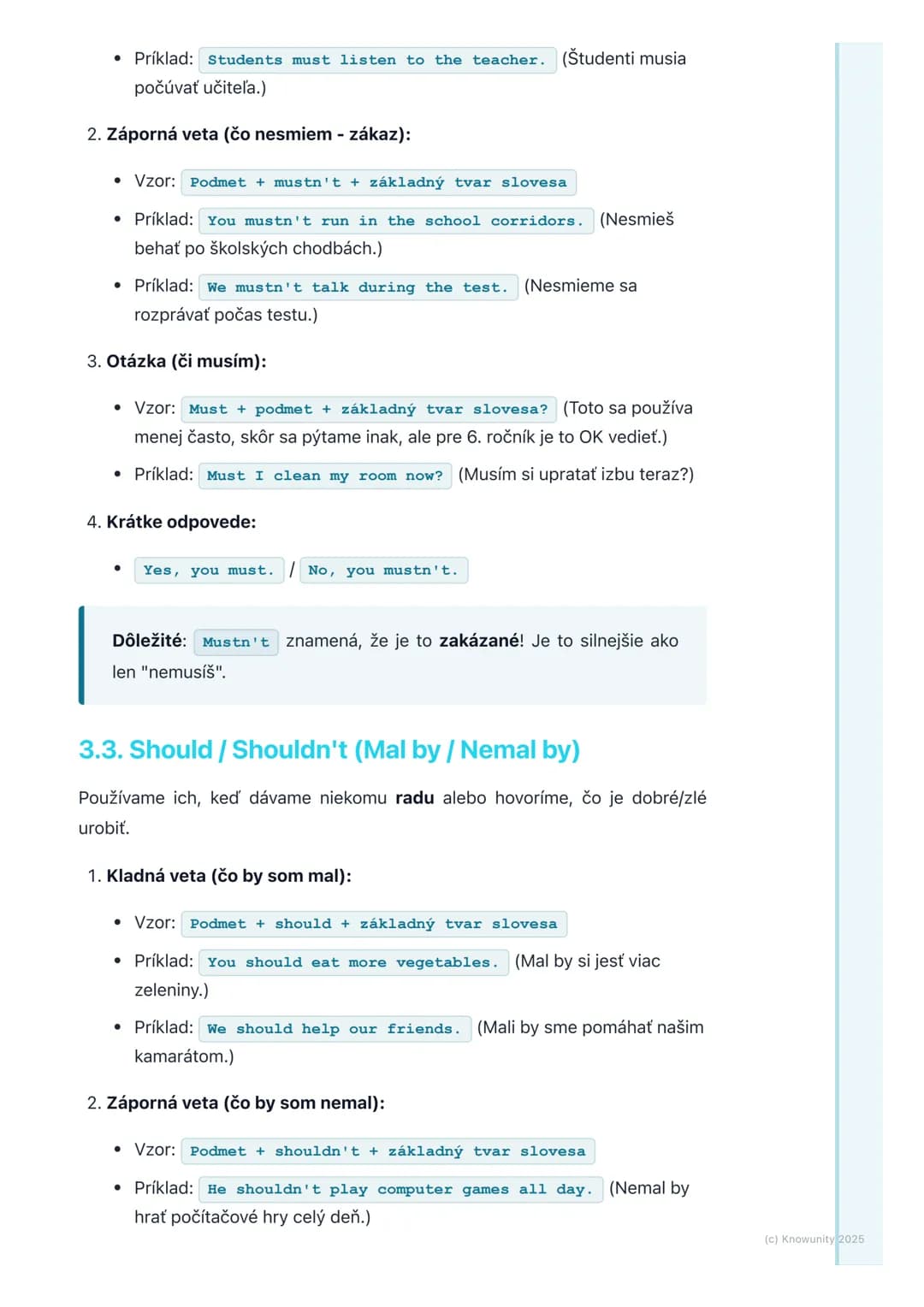 # Modálne slovesá (Can, Must, 
Should)

1. Prehľad modálnych slovies

Dnes sa budeme učiť o špeciálnych slovesách v angličtine, ktoré sa vol