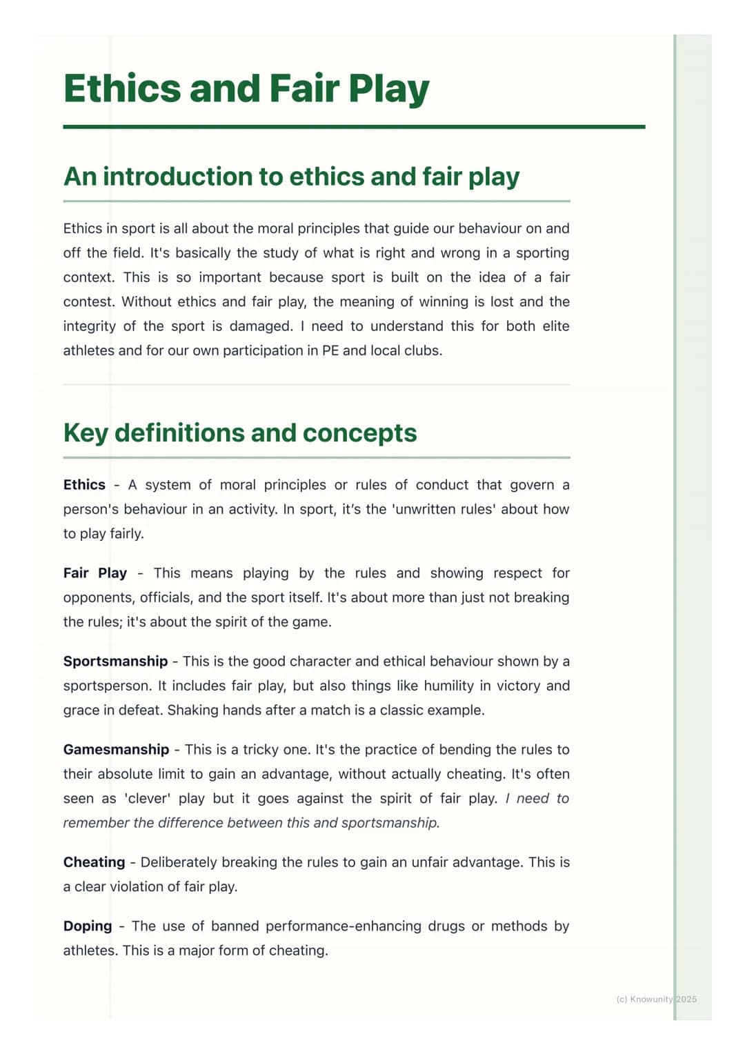 # Ethics and Fair Play

## An introduction to ethics and fair play

Ethics in sport is all about the moral principles that guide our behavio