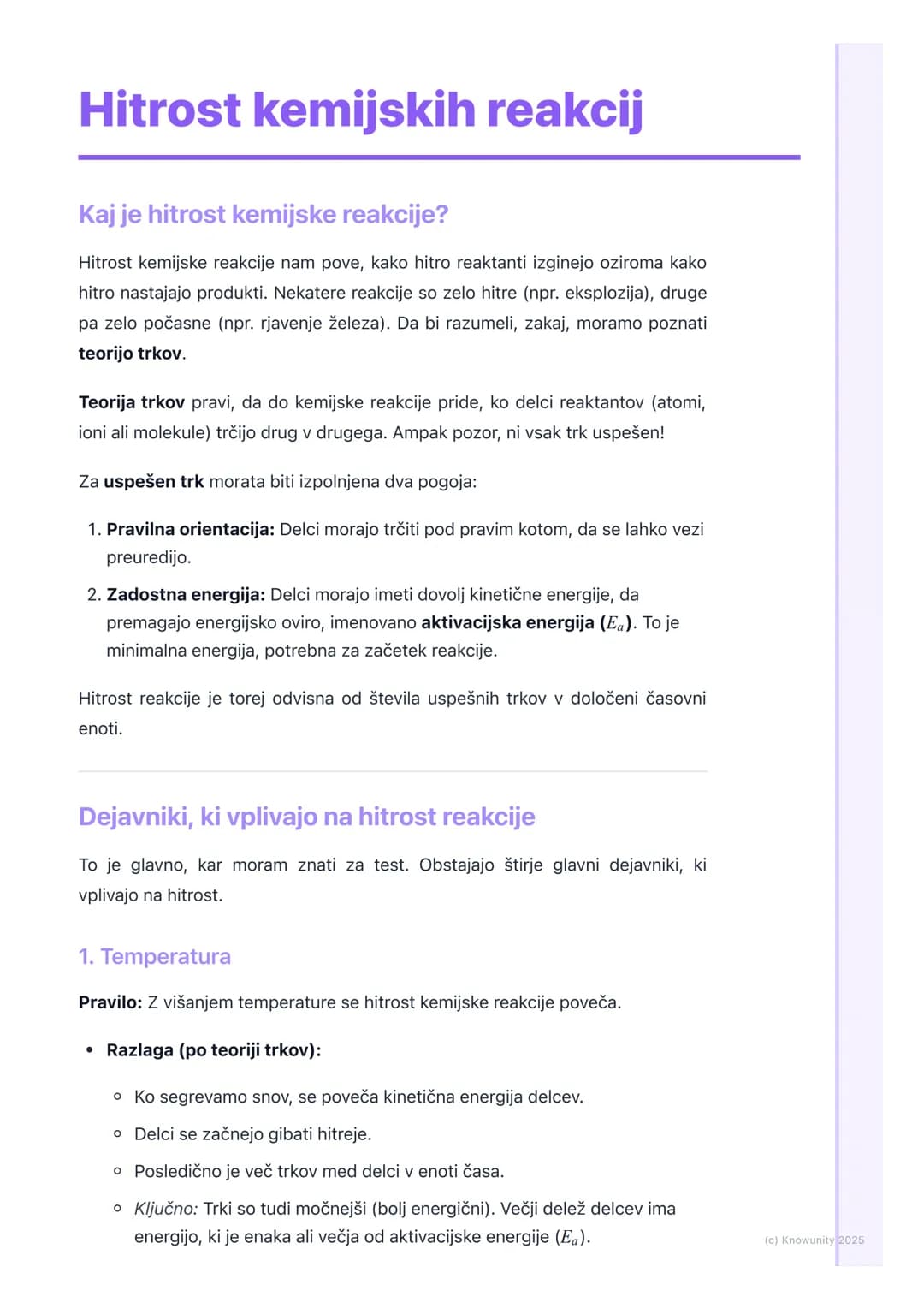 # Hitrost kemijskih reakcij

Kaj je hitrost kemijske reakcije?

Hitrost kemijske reakcije nam pove, kako hitro reaktanti izginejo oziroma ka