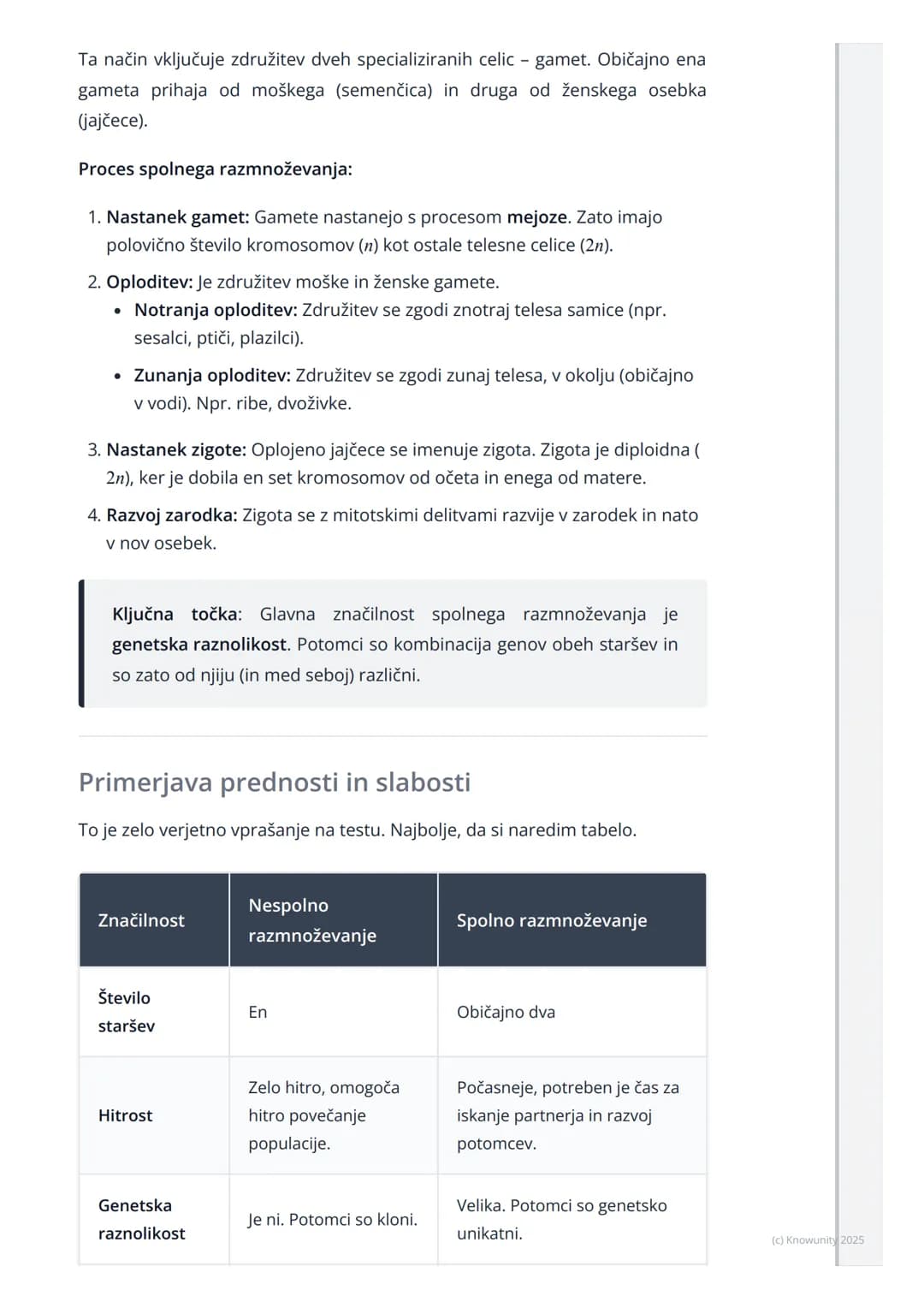 # Nespolno in spolno
razmnoževanje

Uvod v razmnoževanje

Razmnoževanje je eden od temeljnih znakov življenja. To je proces, s katerim
organ