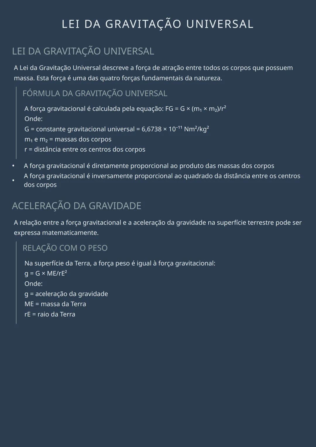# LEI DA GRAVITAÇÃO UNIVERSAL

LEI DA GRAVITAÇÃO UNIVERSAL

A Lei da Gravitação Universal descreve a força de atração entre todos os corpos 
