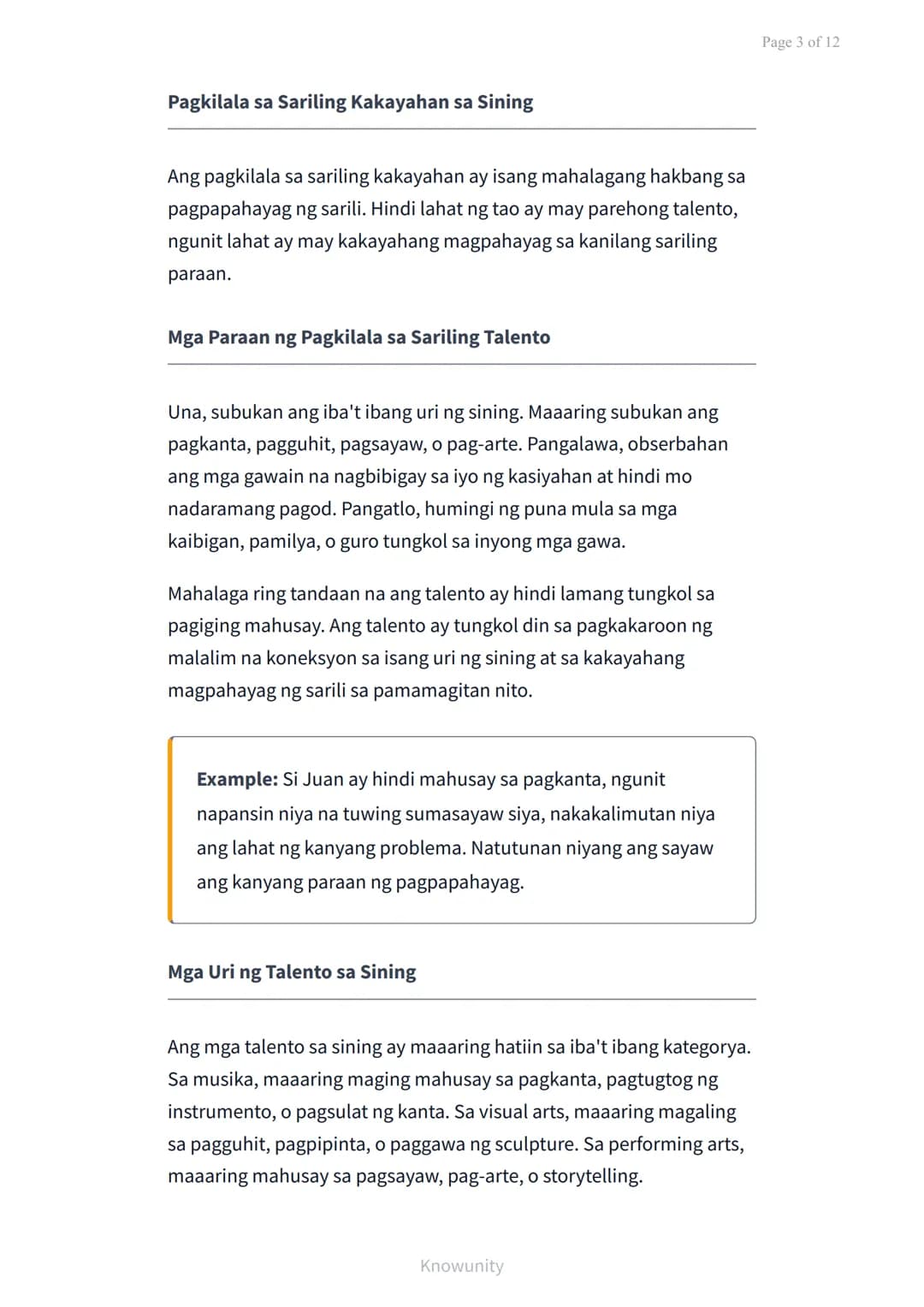Pagpapahayag ng Sarili sa Pamamagitan ng Musika, Sining, at
Sayaw
Pag-aaral ng pagpapahalaga at pagpapahayag ng
sarili sa sining
Mga Layunin