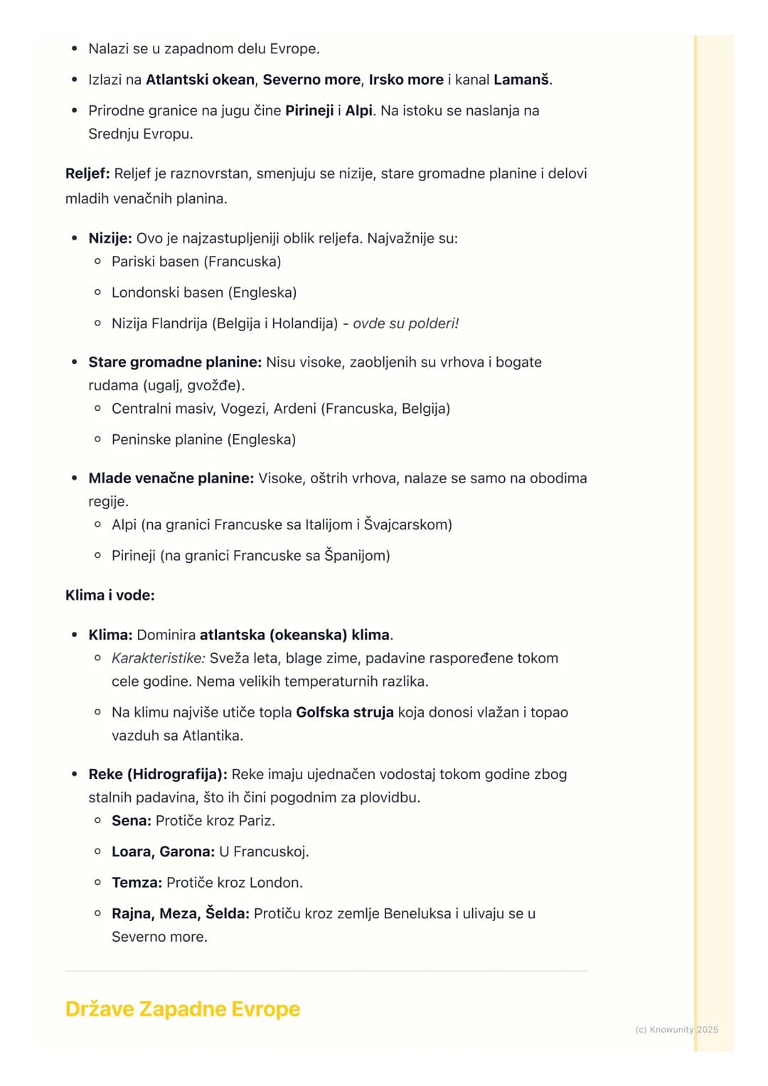 # Zapadna Evropa

Uvod u Zapadnu Evropu

Zapadna Evropa je regija koja obuhvata države koje izlaze na Atlantski okean.
To je jedan od najraz