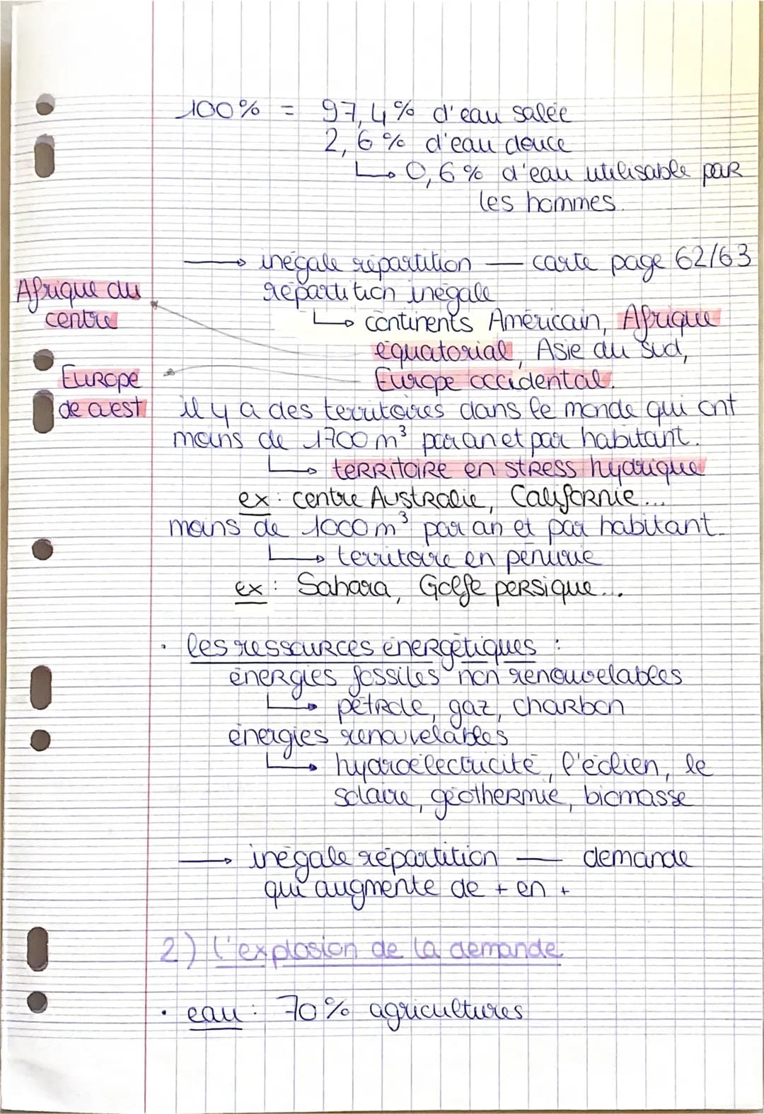 # Géo: thème 1

COURS 1

→ sociétés et environnement :
des équilibres fragiles

chapitre 2: des ressources majeures sous
pression: tensions,
