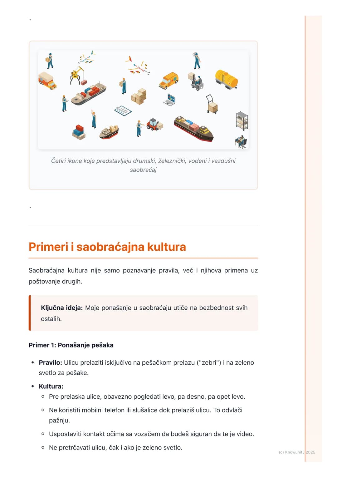 # Vrste saobraćaja i
saobraćajna kultura

## Uvod u saobraćaj

Saobraćaj je organizovano kretanje transportnih sredstava, ljudi i robe sa
je