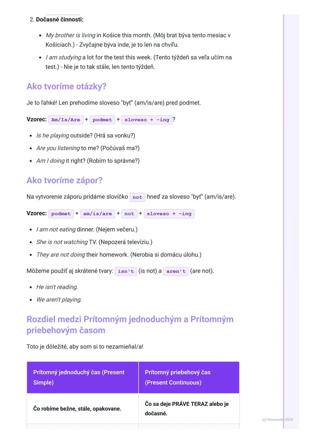 # Prítomný priebehový čas
# (Present Continuous)

1. Prehľad prítomného priebehového času

Ahojte! Dnes si zopakujeme prítomný priebehový ča