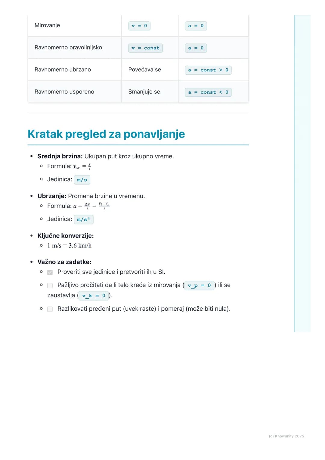 # Brzina i ubrzanje

# Uvod u brzinu i ubrzanje

Kinematika opisuje kretanje tela, a da ne ulazi u to zašto se kreću (to je
dinamika). Dva o