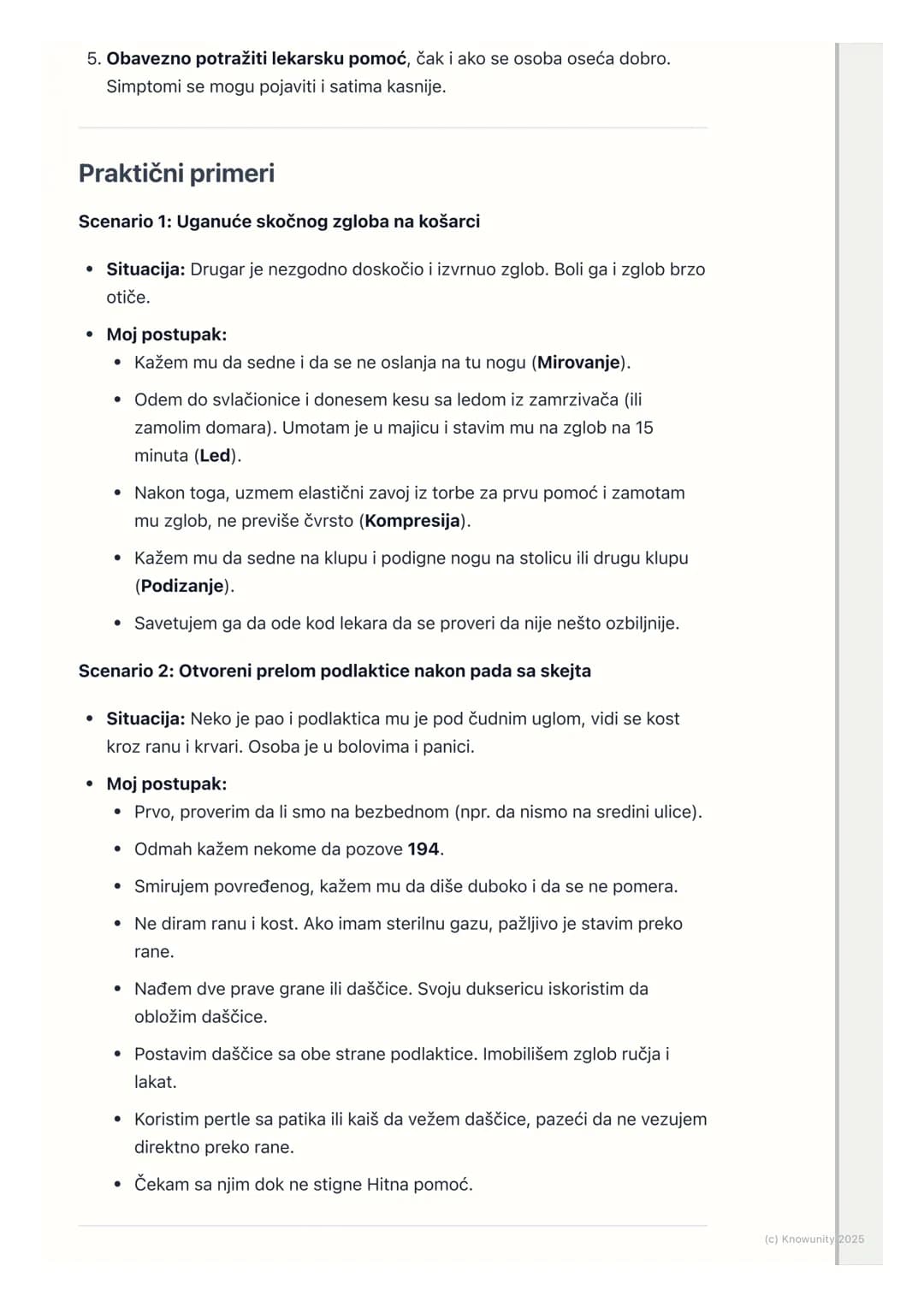 # Osnovi prve pomoći

## Uvod i značaj prve pomoći

Prva pomoć je skup mera i postupaka koji se primenjuju na licu mesta,
neposredno nakon p
