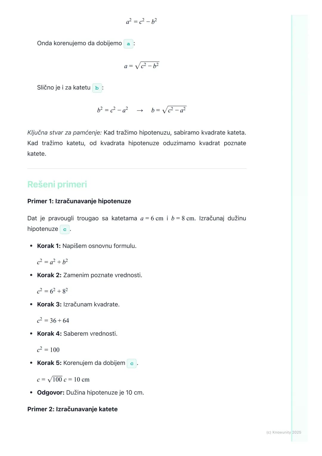 # Pitagorina teorema

Šta je Pitagorina teorema?

Pitagorina teorema je jedna od najvažnijih teorema u matematici. Ona opisuje
vezu između s