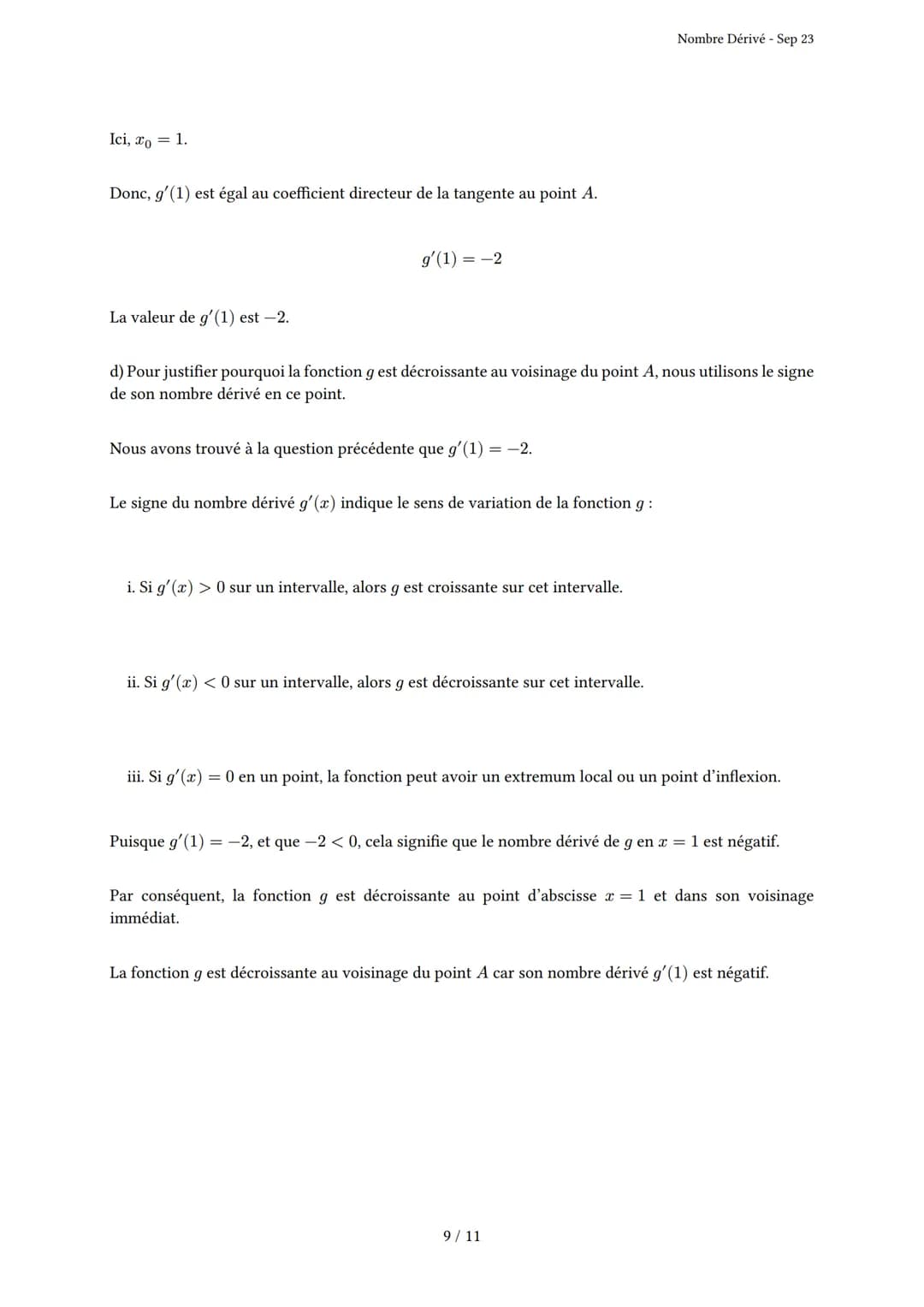 # Nombre Dérivé

Généré par Knowunity.fr - Sep 23

Description: Cet examen couvre le nombre dérivé, le taux d'accroissement et la tangente à