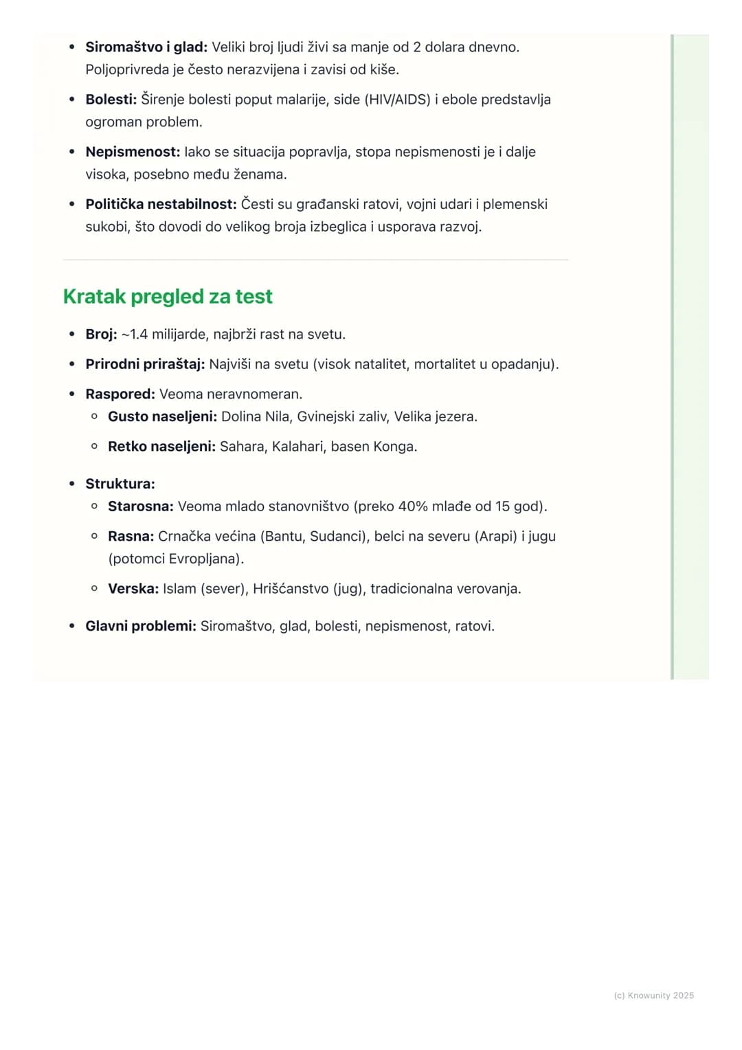 # Stanovništvo Afrike (broj,
raspored, gustina, kretanje,
struktura)
Stanovništvo Afrike
Afrika je kontinent sa veoma brzim rastom broja