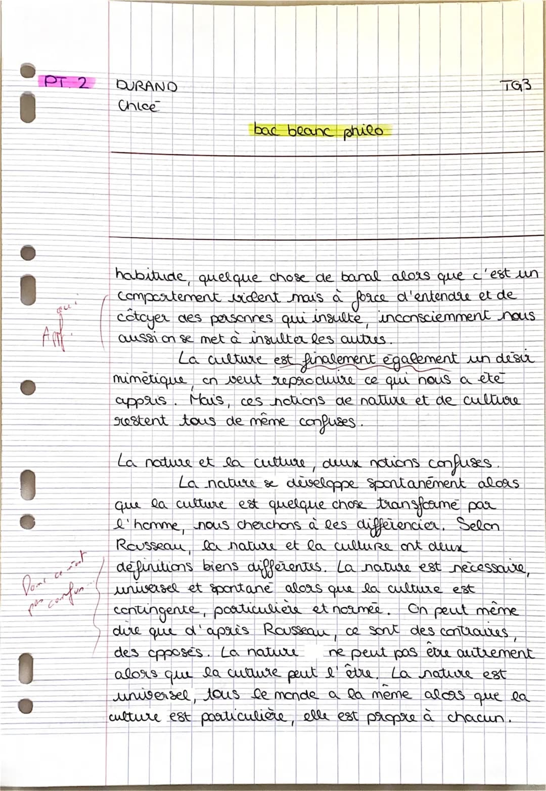 PT. 2
DURANO
TG3
Chice
bac bean philo
i
!
!
habitude, quelque chose de banal alors que c'est un
Compartement vident mais à force d'ente