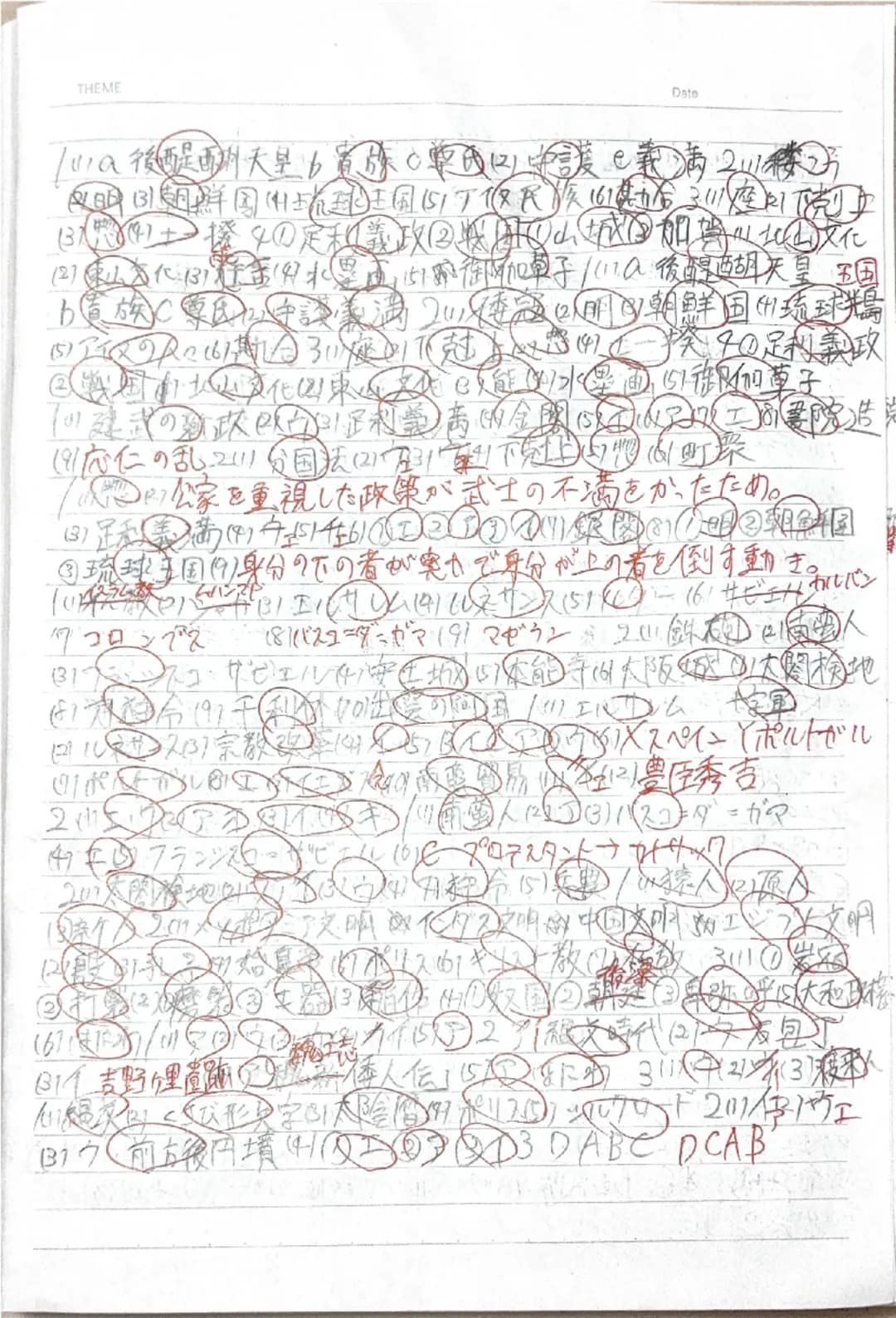 THEME
Date
11a後醍醐天皇。有線(中西中度已義満21楼2万
明朝鮮国(山王国(517仅氏族161期后3111座則例
(3)/(4)+撥4①定和義政②牧山城③加賀川北山文化
(2)東山文化:131行缶(199水是由151的倒的伽草子/(11a後醍醐天皇国
b員故東民心中